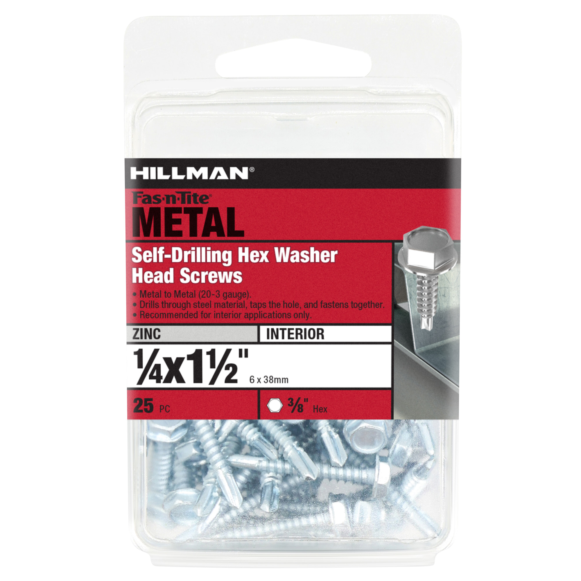 Hillman Zinc Hex Washer Head Self Drilling Screws (1/4 in.-14 x 1-1/2 in.)