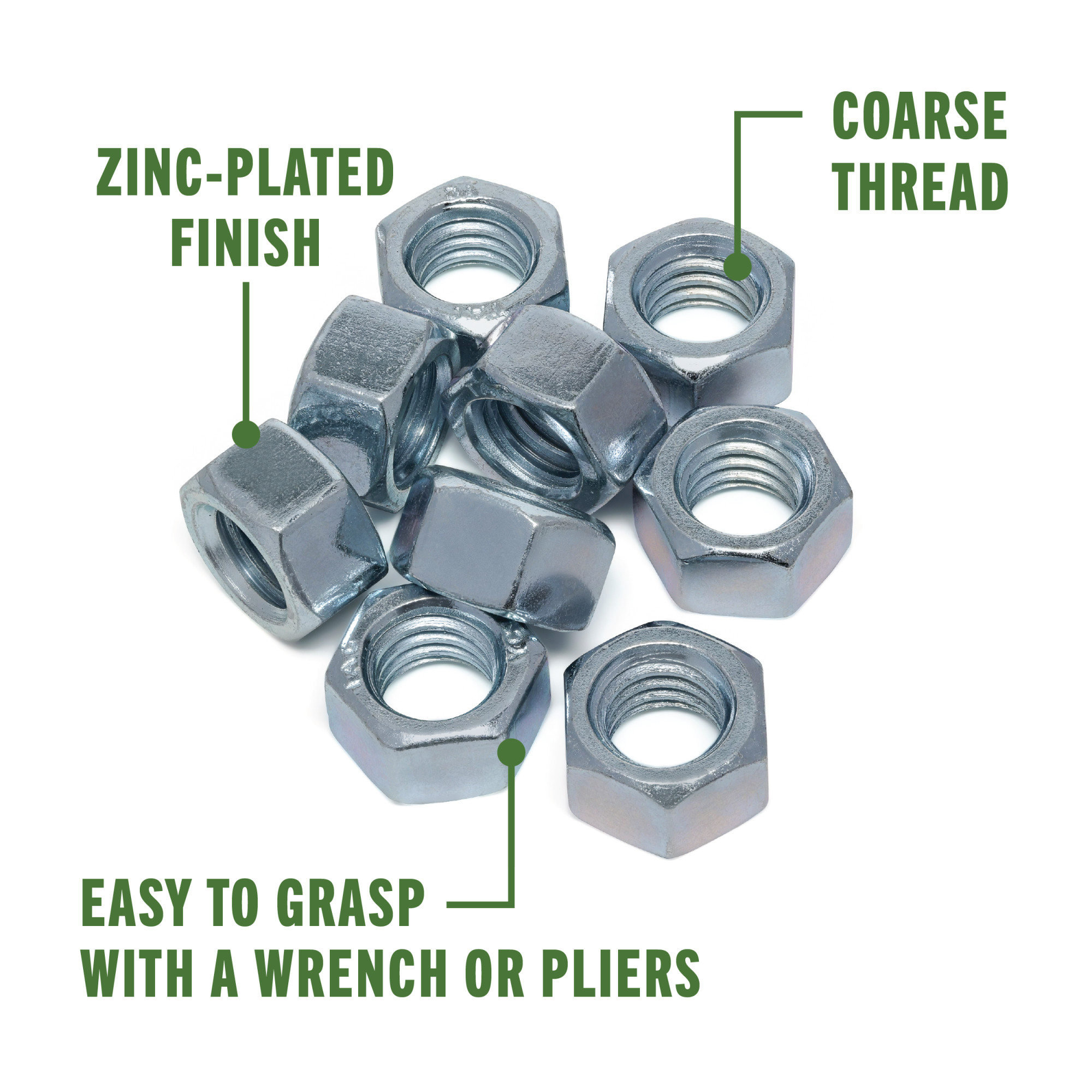 Hillman Coarse Thread Hex Nuts 1/2 in.-13