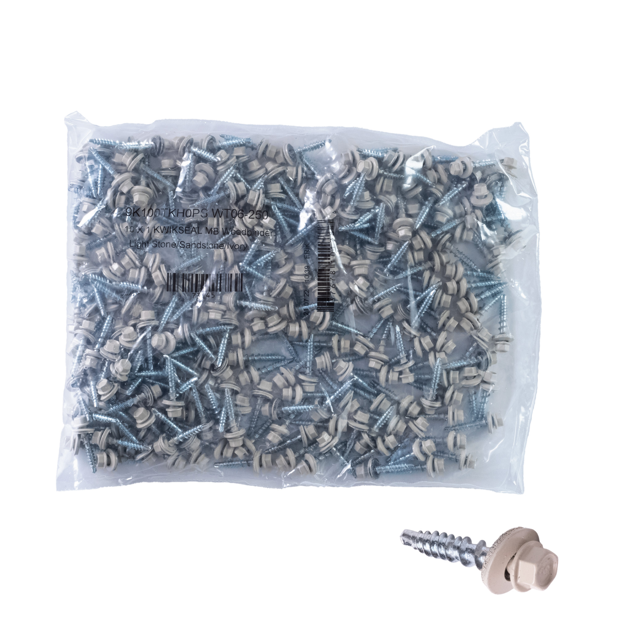 Power Pro Ivory Self Drilling Metal-to-Wood Roofing Screws (#10 x 1 in.) - 250 pc