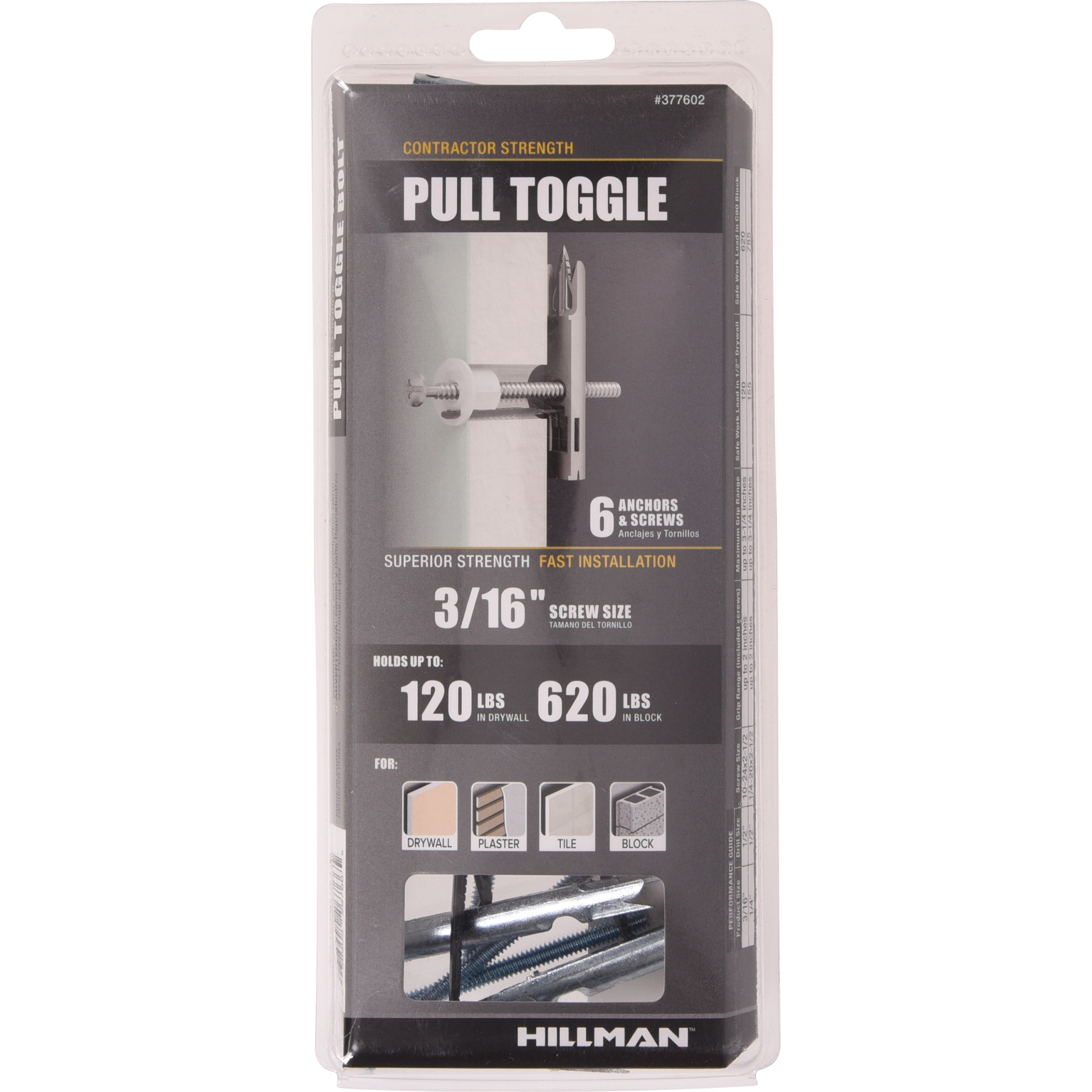 Hillman Pull Toggle w/Screw (3/16 in.) - 6pc