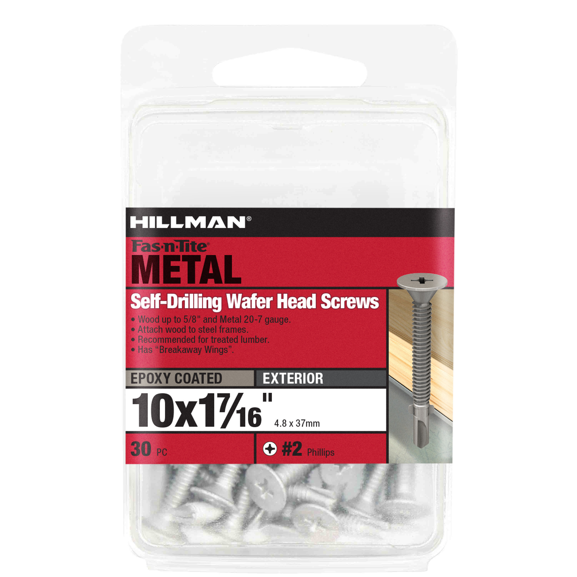 Hillman Wafer Head Phillips Self Drilling Screws (#10-24 x 1-7/16 in.) - 30 pc