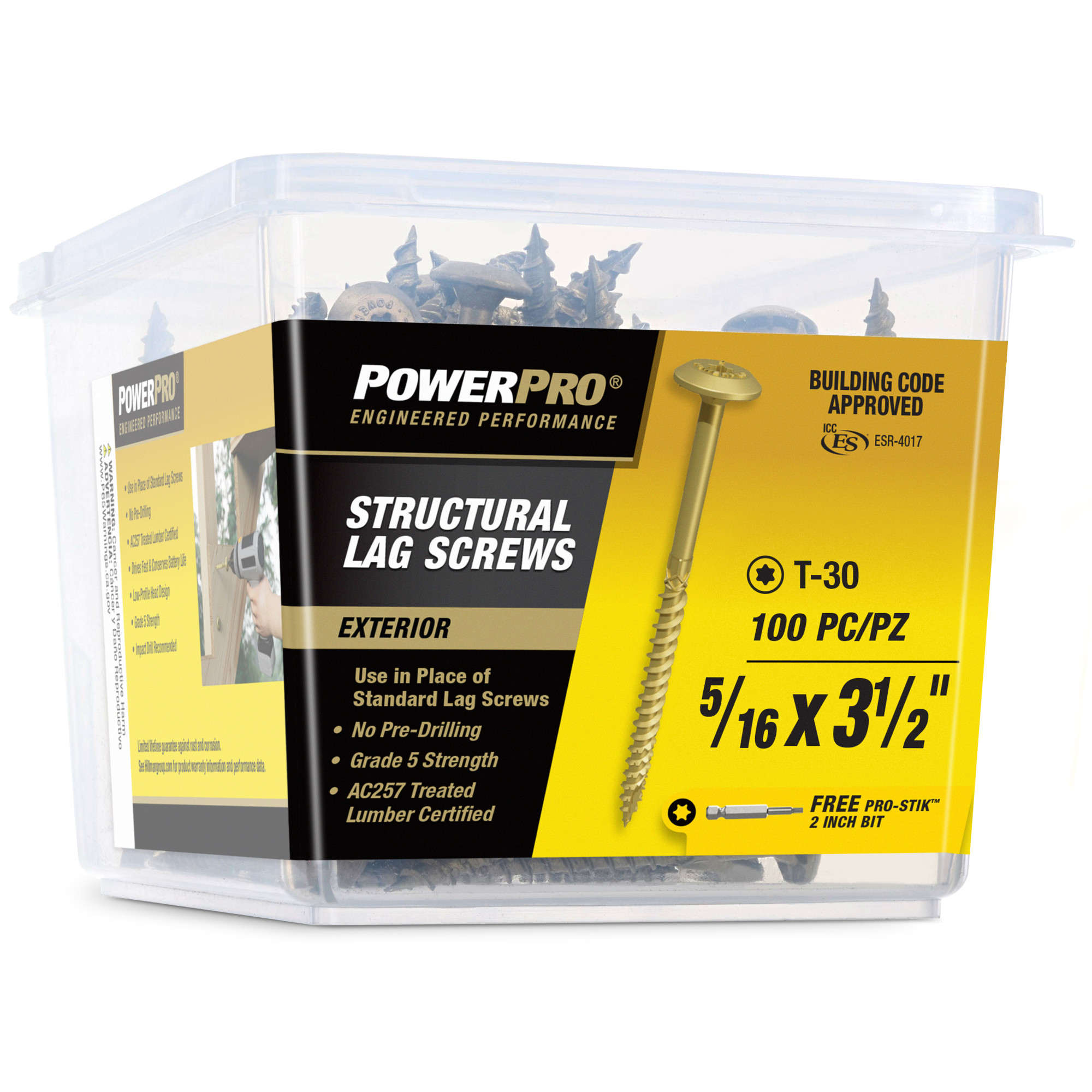 Power Pro Bronze Structural Lag Screws (5/16 in. x 3-1/2 in.) - 100 pc