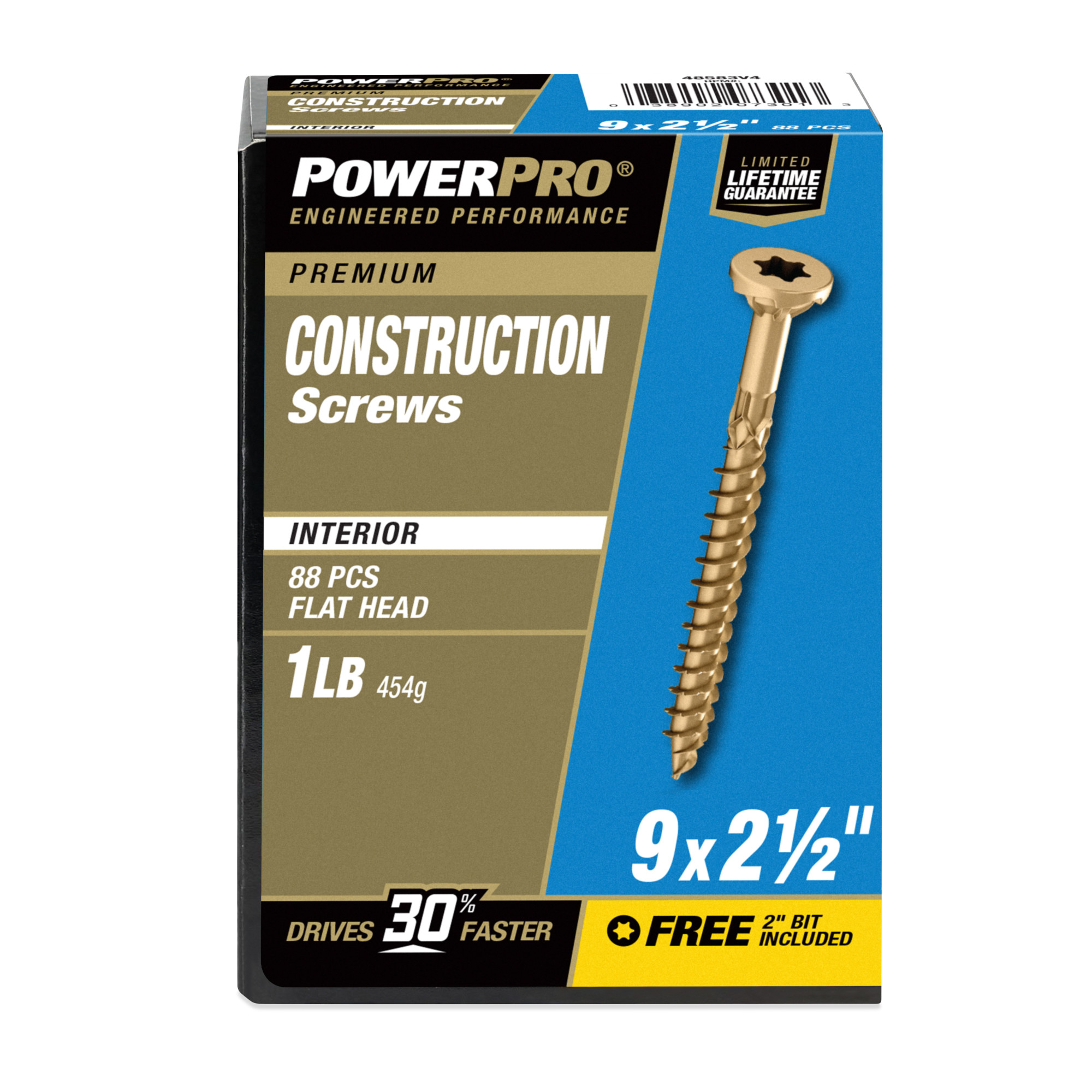 Power Pro Premium Interior Construction Screws (#9 x 2-1/2 in.) - 88 pc