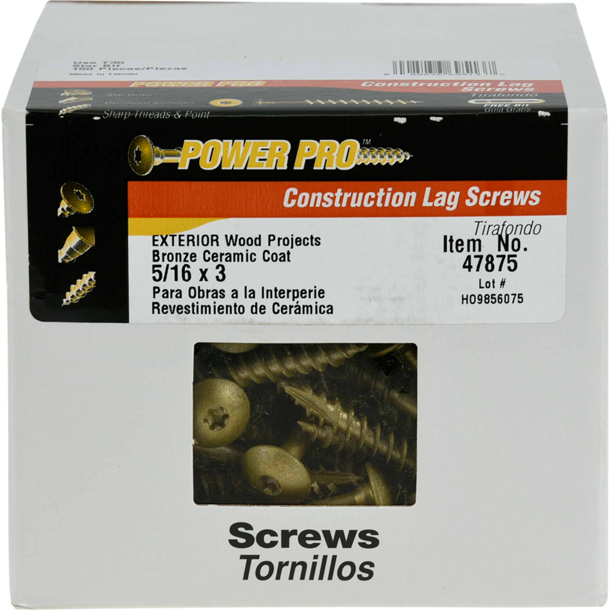 Power Pro Bronze Star Drive Construction Lag Screws (5/16 in.x 3 in.) - 150 pc