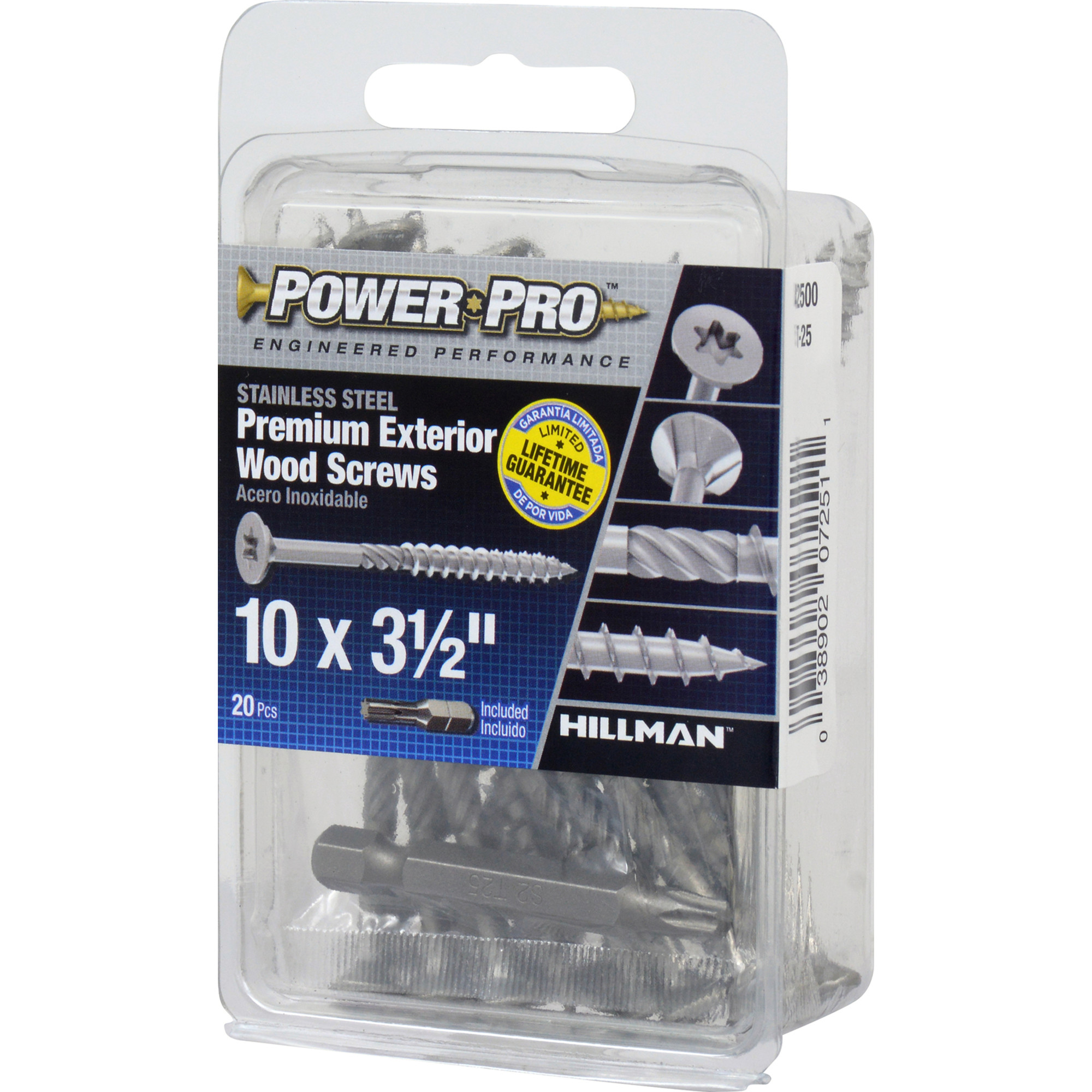 Power Pro Premium 305 Stainless Steel Wood Screws (#10 x 3-1/2 in.) - 20 pc
