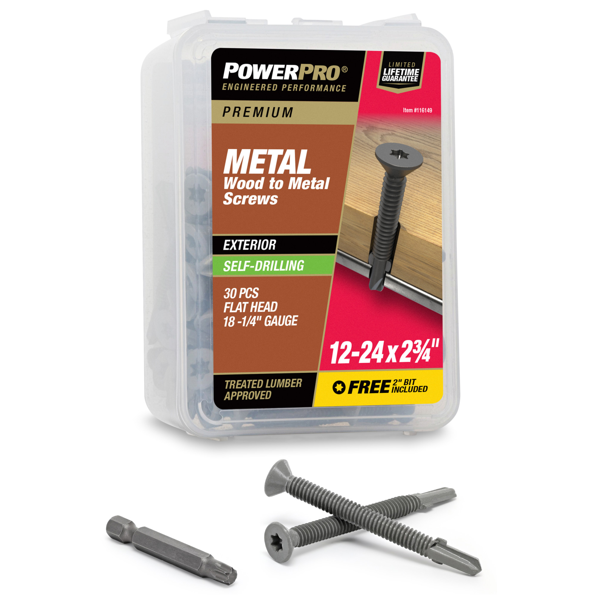 Power Pro Prower Pro Premium Flat Gray Epoxy Self-Drilling Screws (#12-24 � 2-�") 30pc