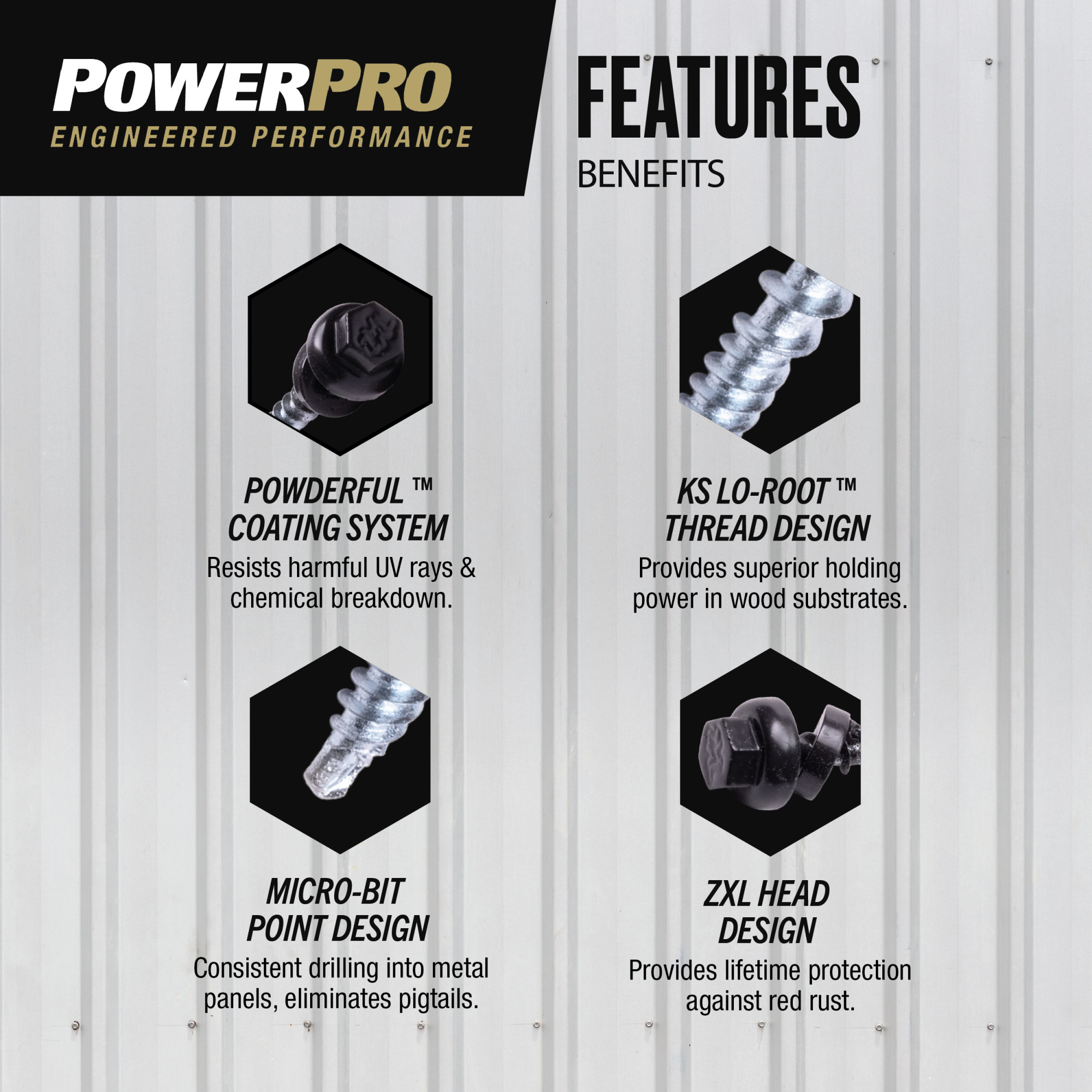 Power Pro Black Self Drilling Metal-to-Wood Roofing Screws (#10 x 1-1/2 in.)-62 pc