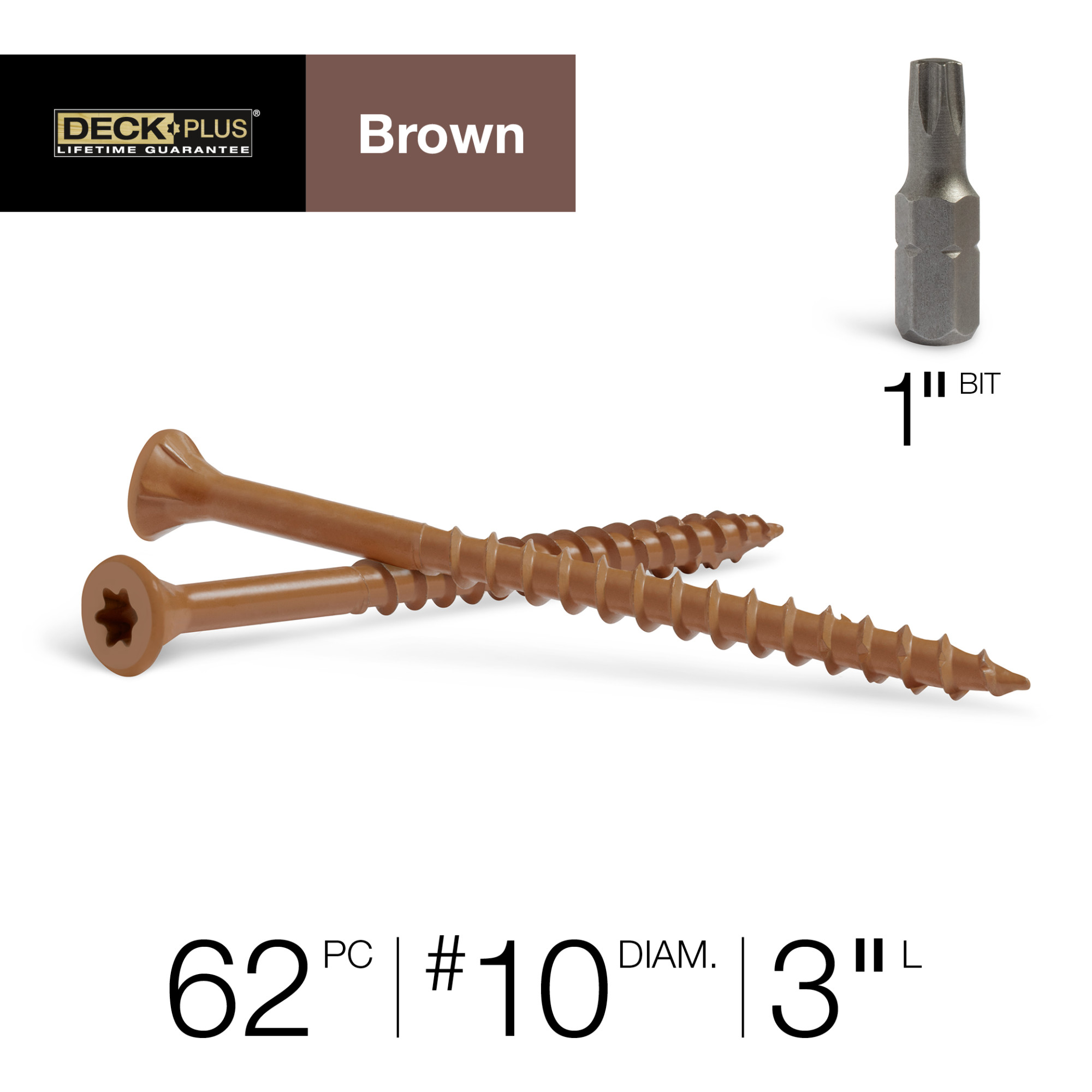Deck Plus Brown Deck Screws (#10 x 3 in.)