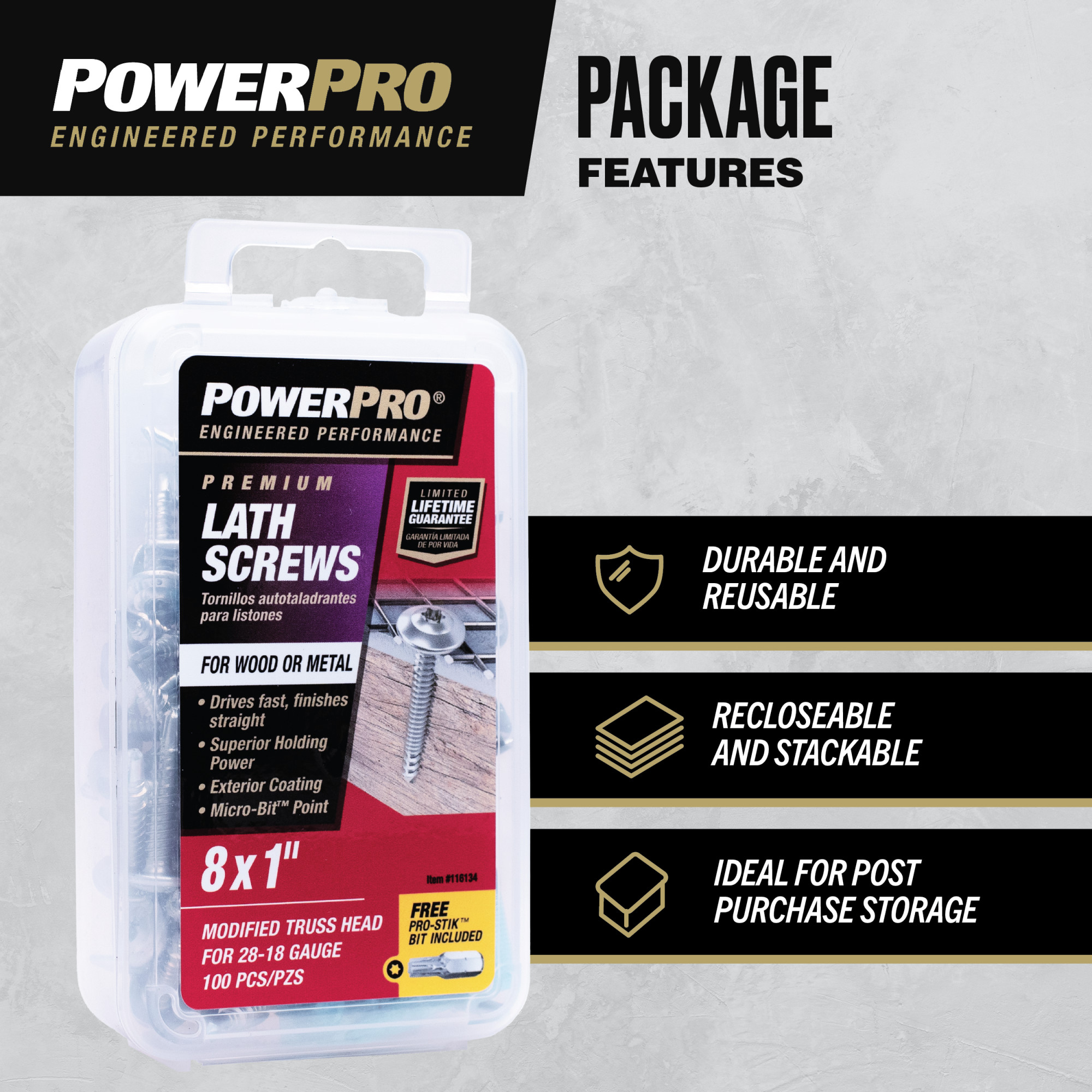 Power Pro Stainless Steel Truss-Head Lath Screws (#8 x 1 in.) - 1lb Box