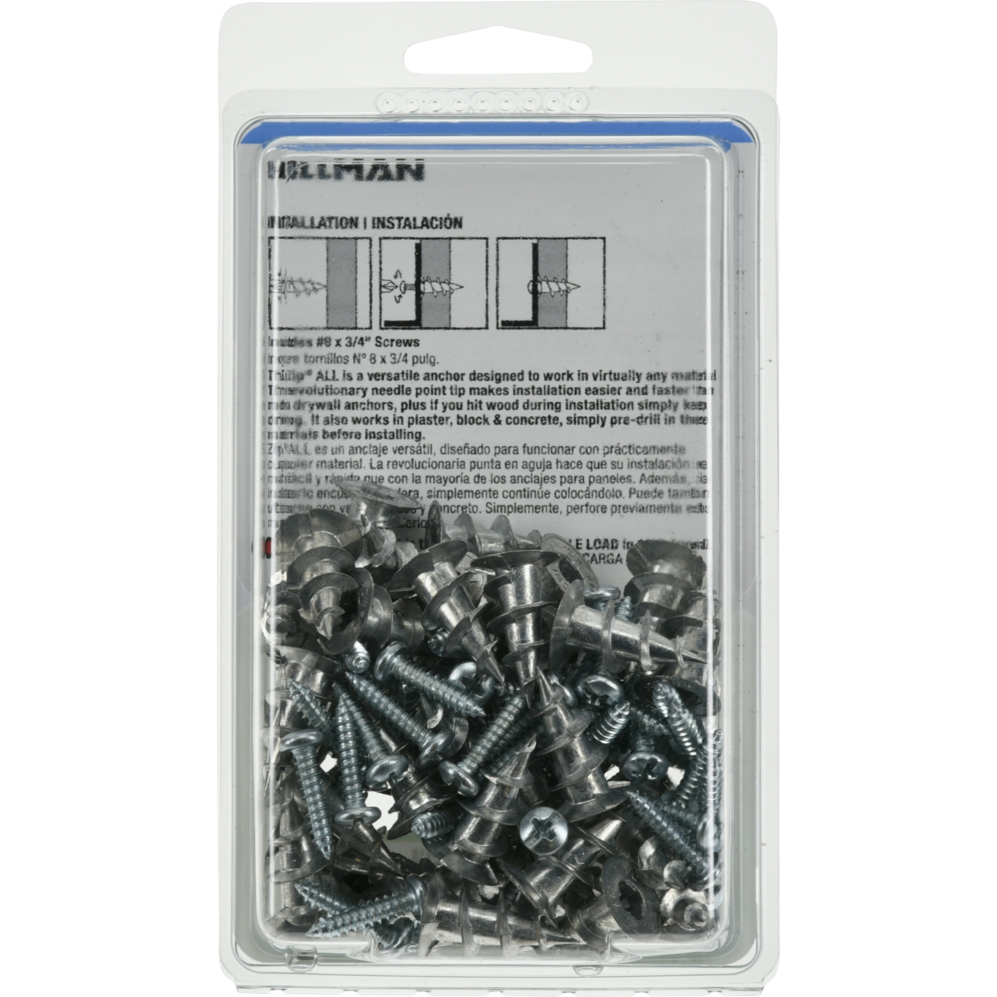 Hillman Zinc Self Drilling Drywall Anchor w/Screws (#8) - 50 pc