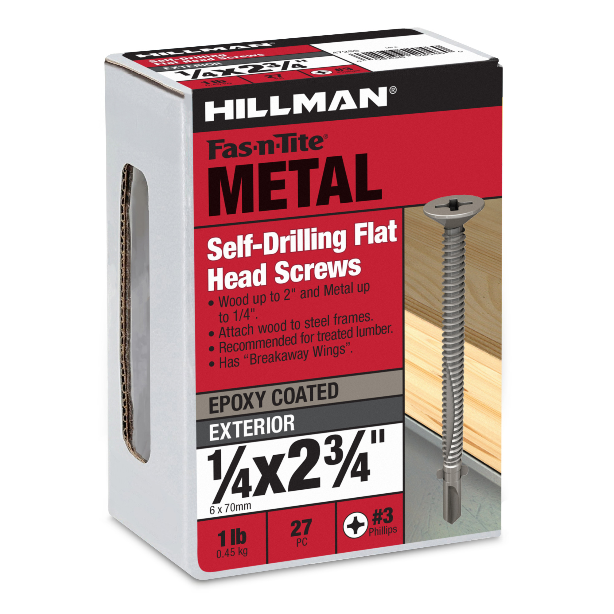 Hillman Flat Head Phillips Self Drilling Screws with Wings (1/4 in.-20 x 2-3/4 in.)