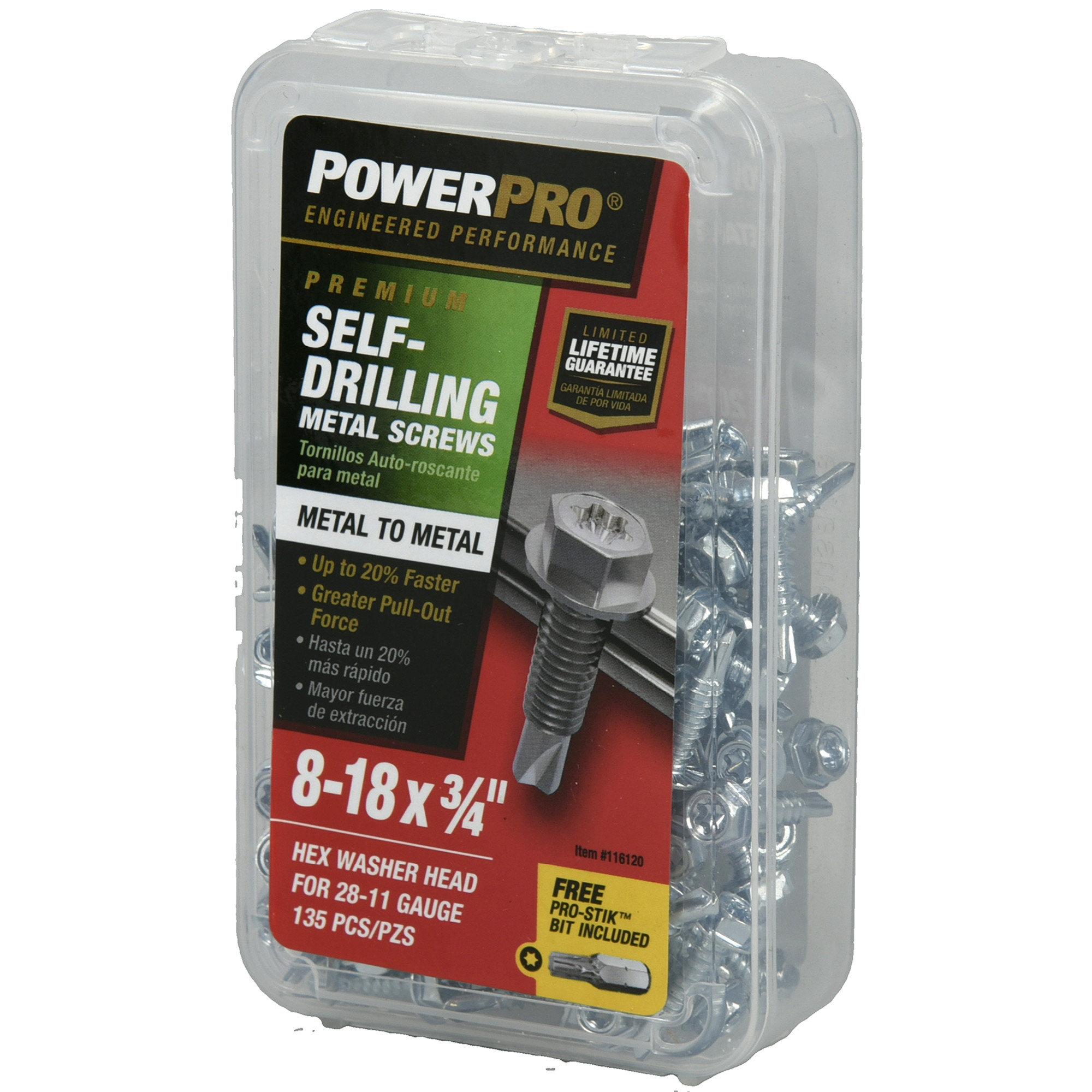 Power Pro Premium Hex Zinc Sheet Metal Self-Drilling Screws (#8-32 x 3/4 in.)-135pc