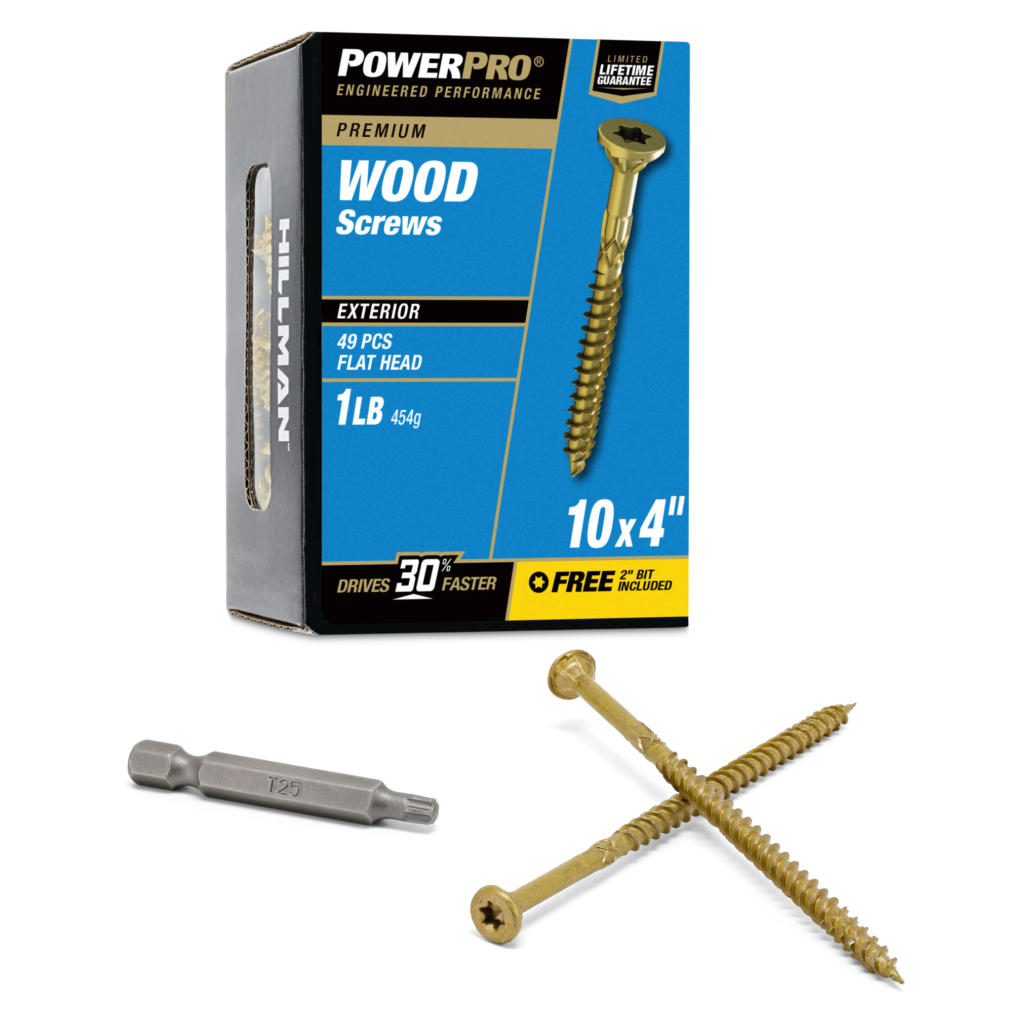 Power Pro Premium Exterior Wood Screws (#10 x 4 in.) - 49 pc
