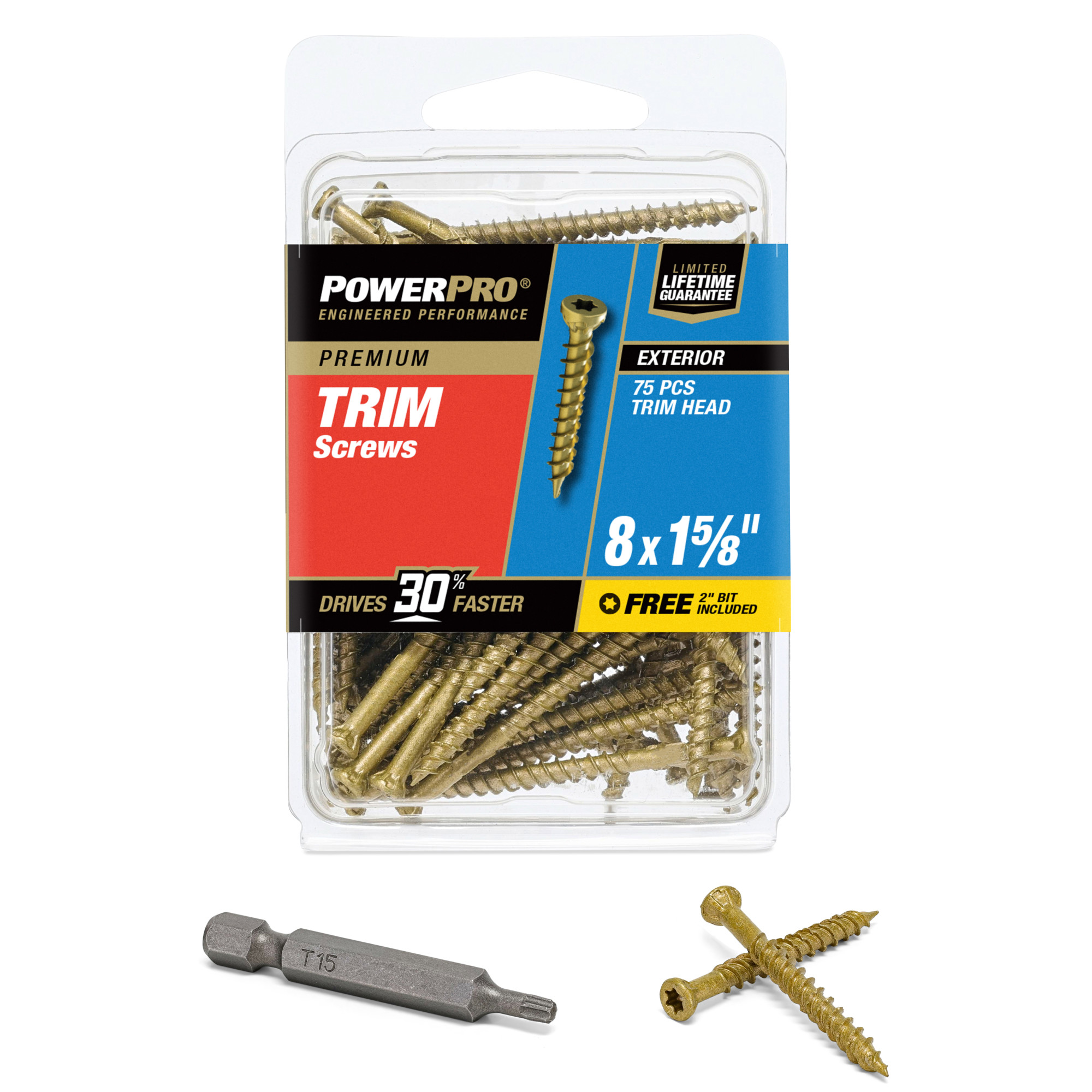 Power Pro� Premium Bronze Exterior Trim Screws (#8 x 1-5/8 in.) - 75pc