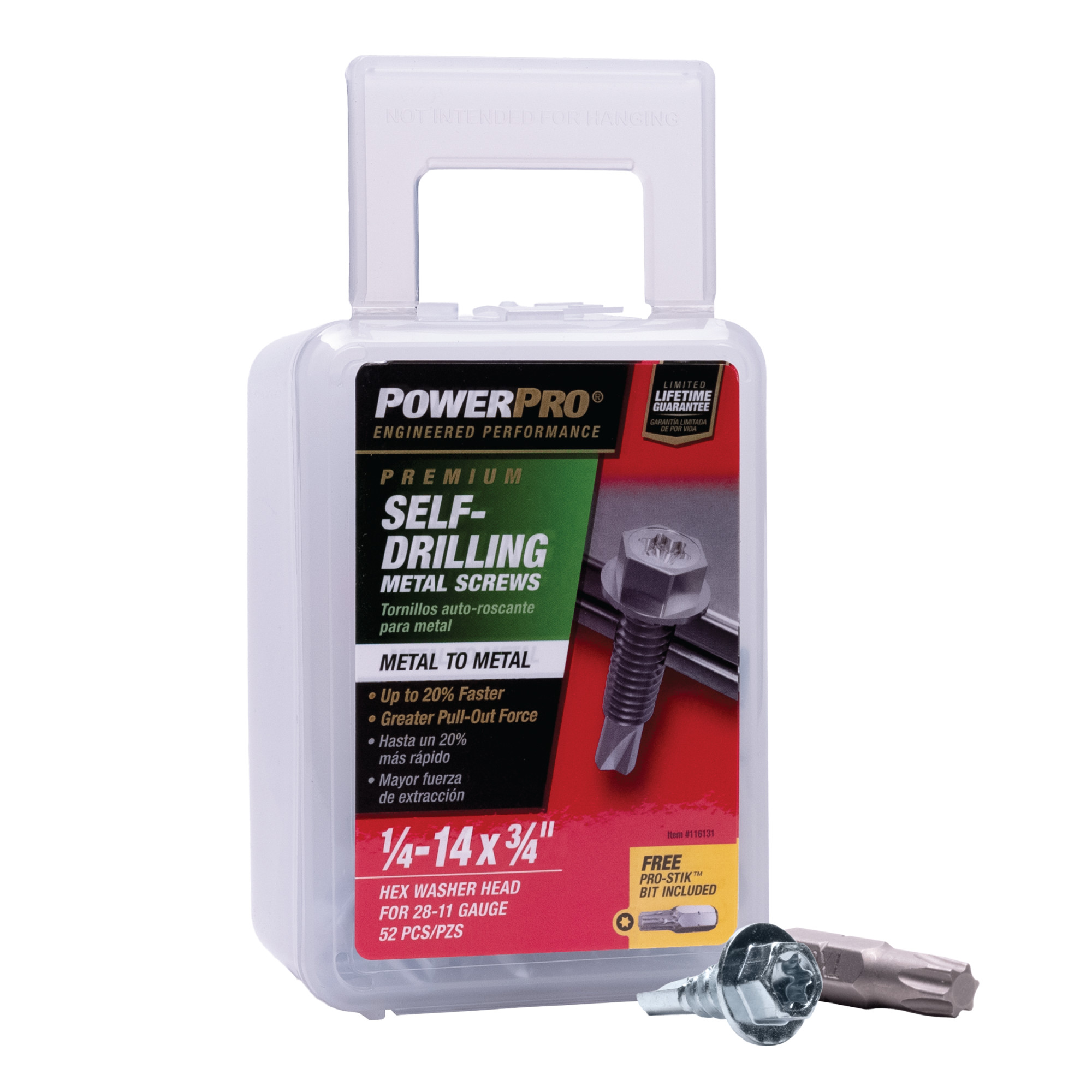 Power Pro Premium Hex Zinc Self-Drilling Screws (1/4 in.-14 x 1-1/4 in.) - 52 pc