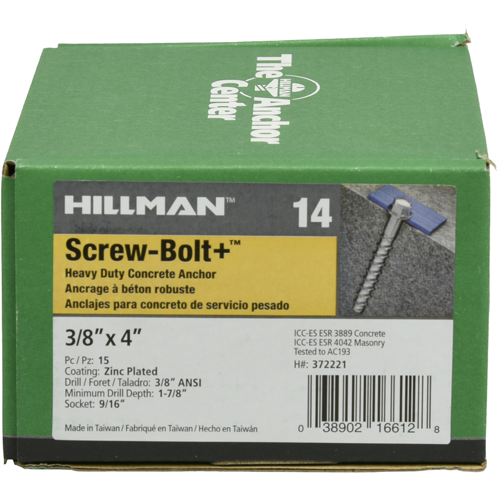 Hillman Screw-Bolt+ Anchor (3/8 in. x 4 in.) - 15 pc