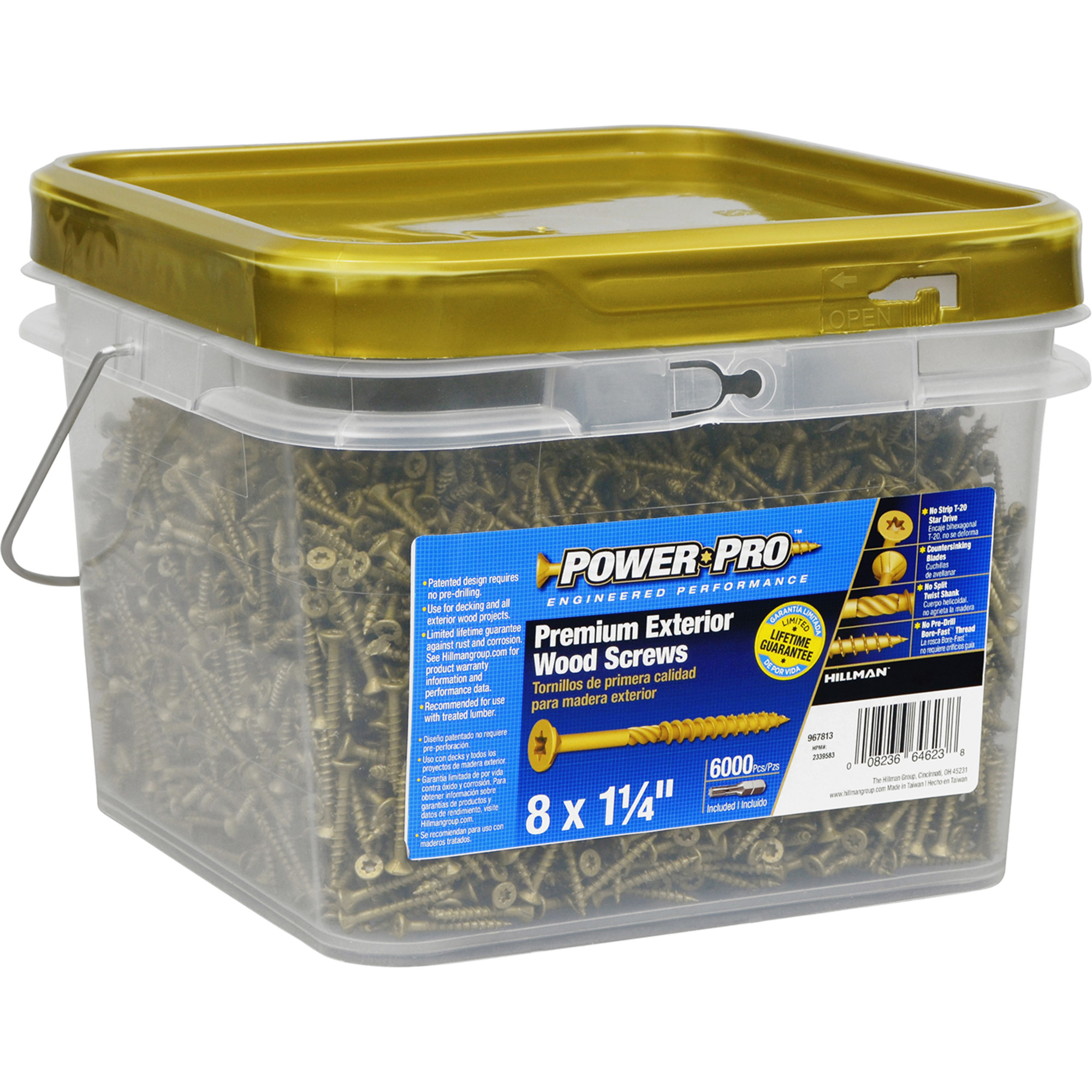 Power Pro Premium Bronze Exterior Wood Screws (#8 x 1-1/4 in.) - 6000 pc