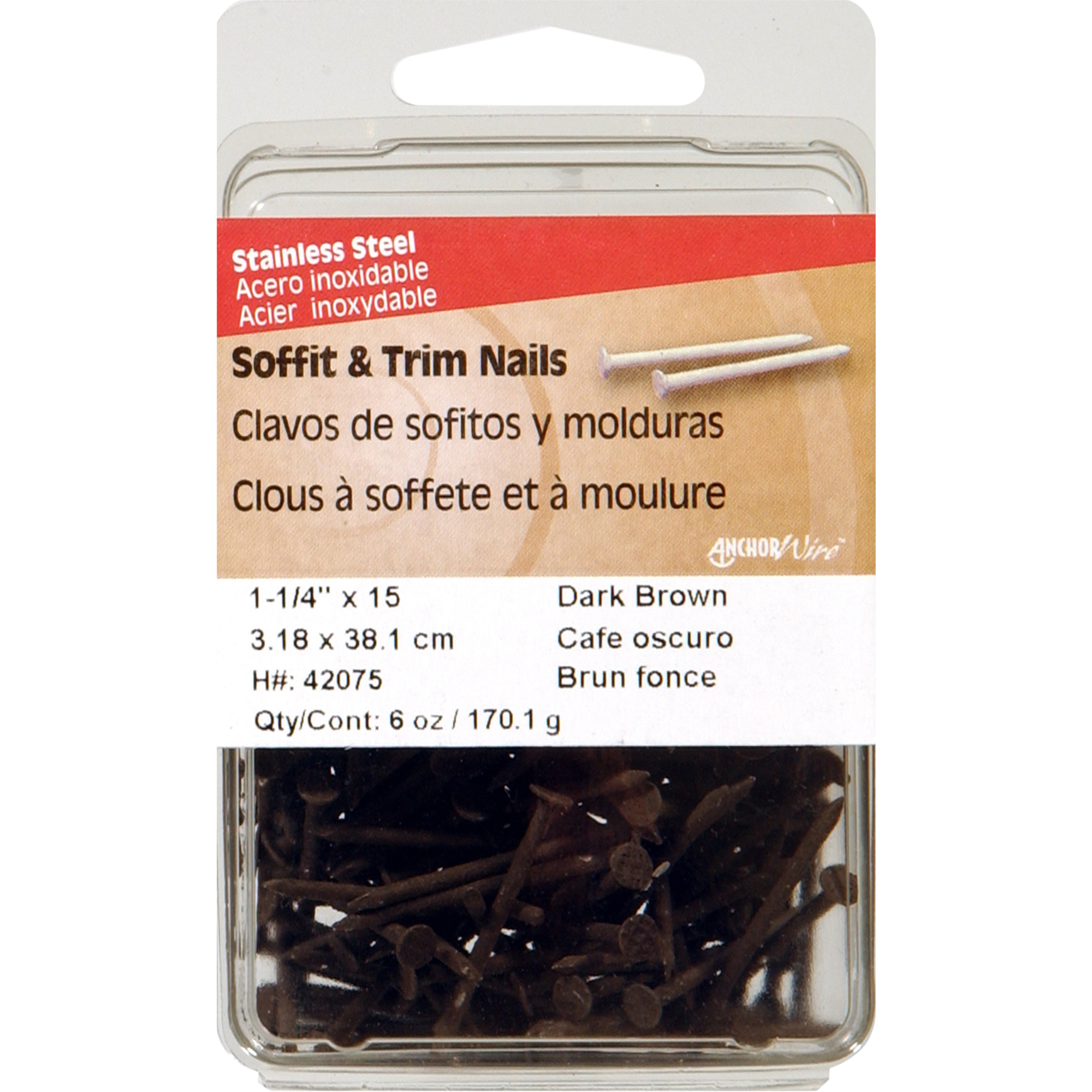 Anchor Wire Dark Brown Colored Stainless Steel Trim Nails (1-1/4 in.) - 6 oz.