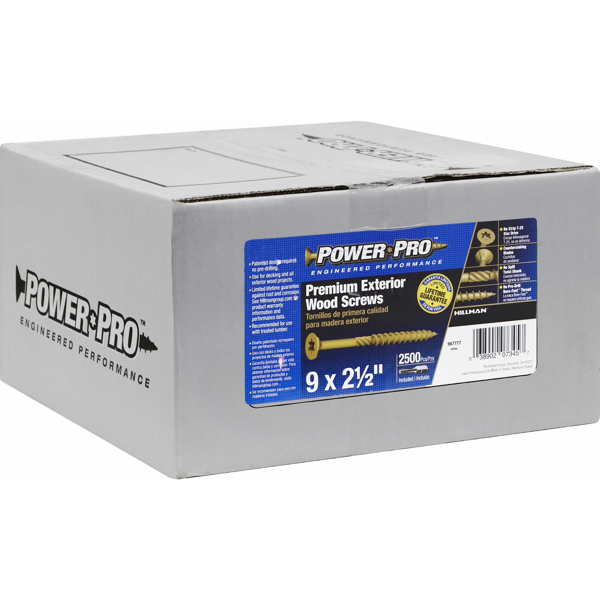 Power Pro Premium Bronze Exterior Wood Screws (#9 x 2-1/2 in.) - 2500 pc