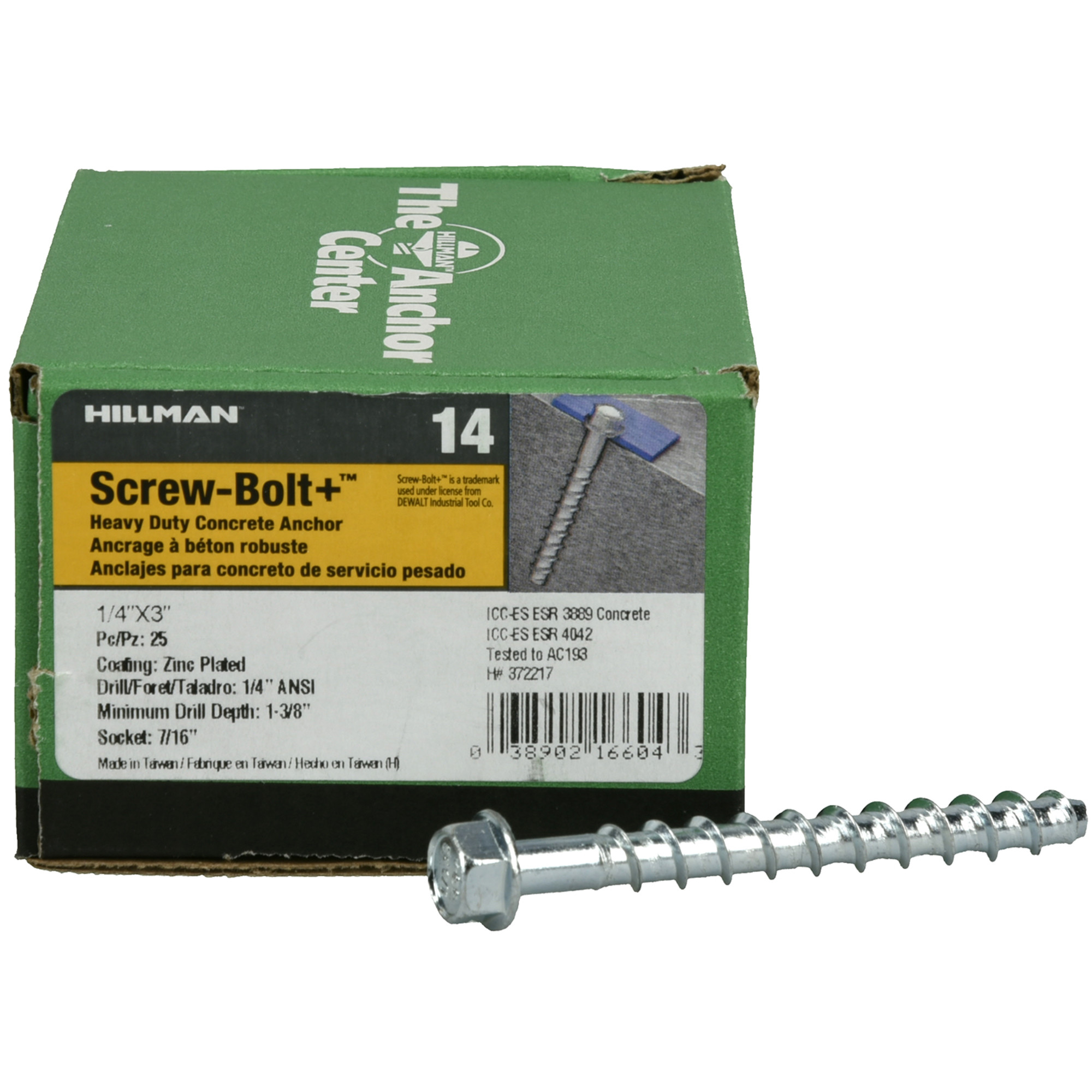 Hillman Screw-Bolt+ Anchor (1/4 in. x 3 in.) - 25 pc