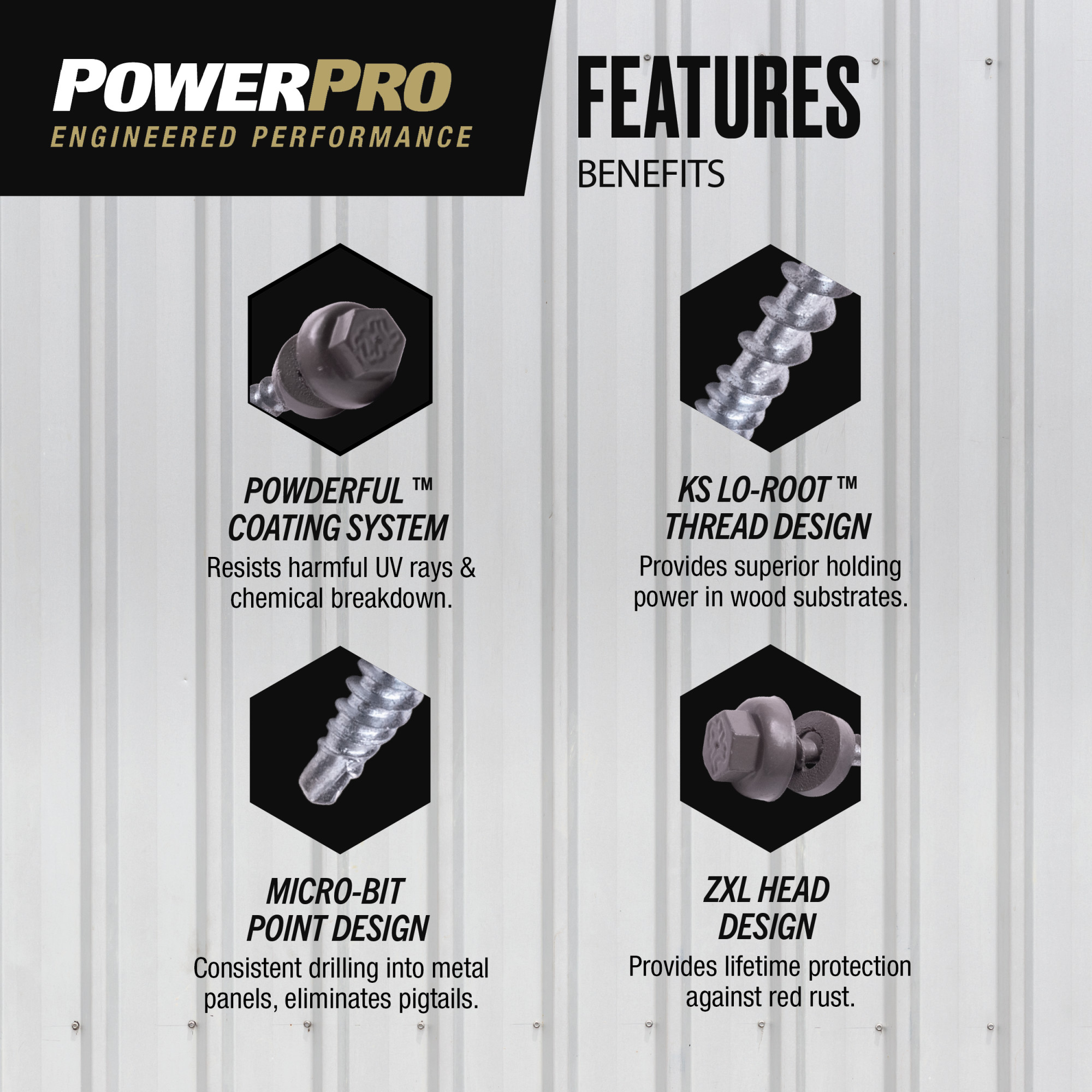 Power Pro Gray Self Drilling Metal-to-Wood Roofing Screws (#10 x 1-1/2 in.)-62 pc