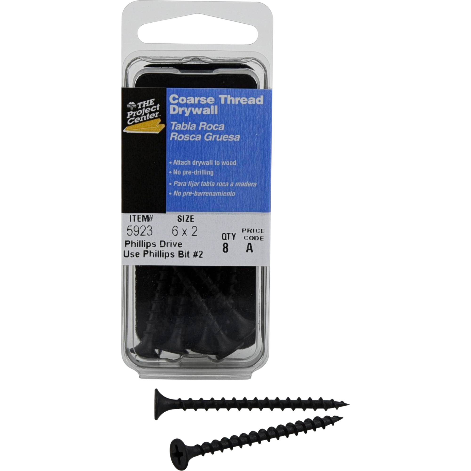 Project Center Coarse Thread Drywall Screws (#6 x 2 in.) - 8 pc