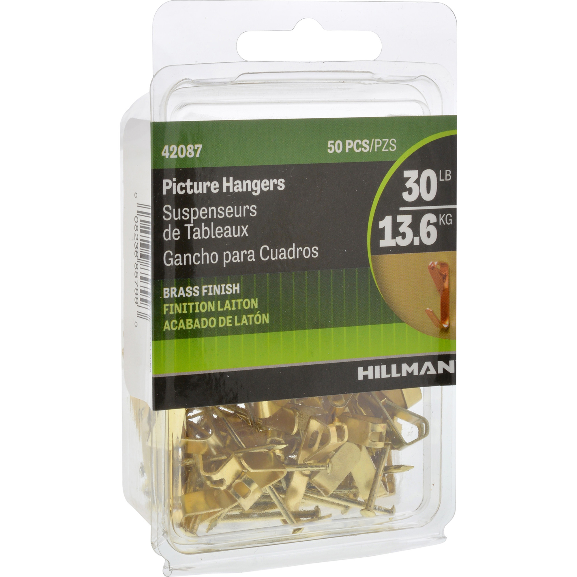 Hillman Conventional Picture Hangers Brass 30lb 50 Pack