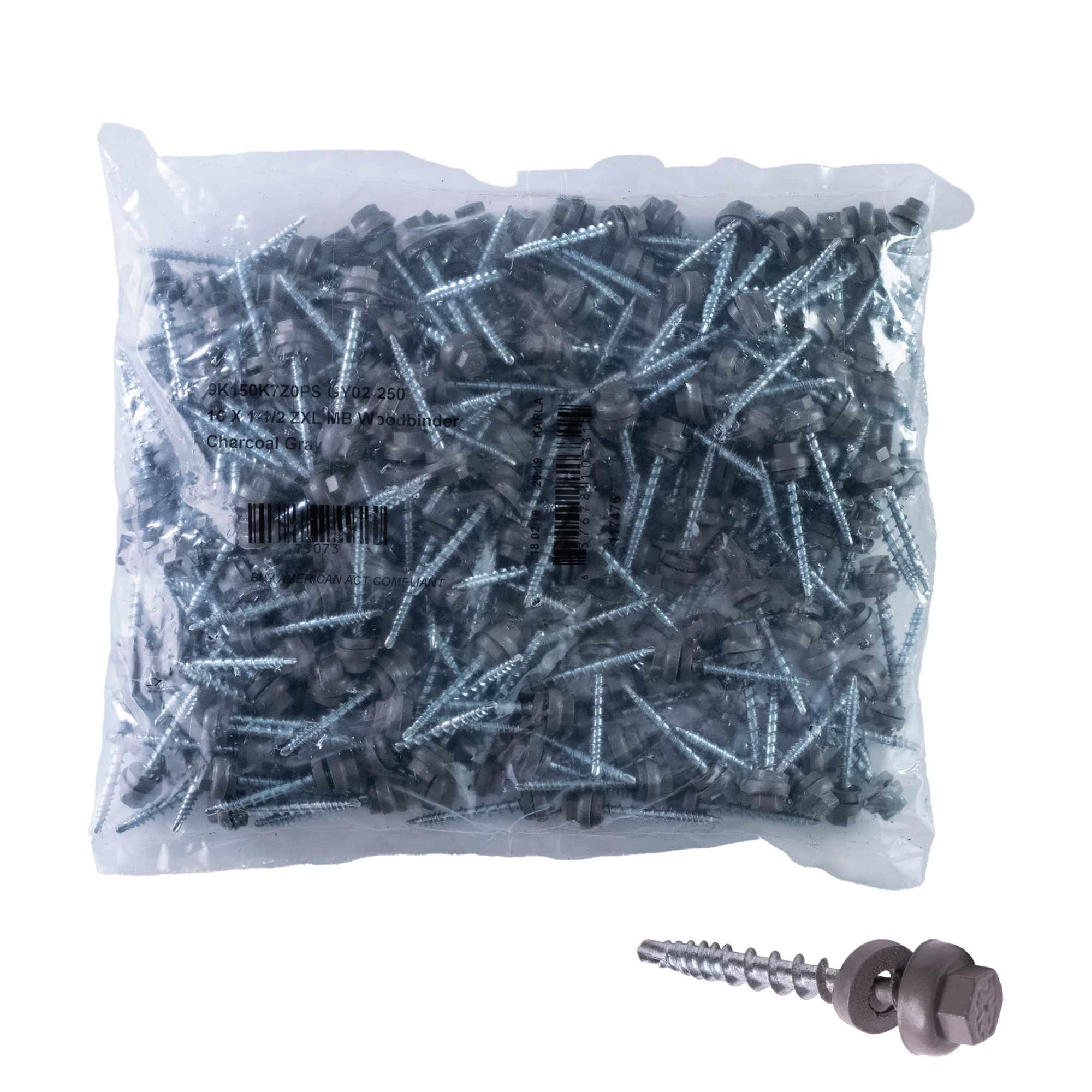 Power Pro Gray Self Drilling Metal-to-Wood Roofing Screws (#10 x 1-1/2 in.)-250 pc
