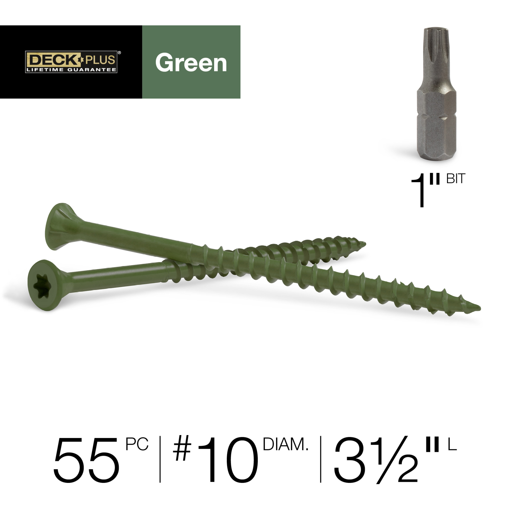 Deck Plus Green Deck Screws (#10 x 3-1/2 in.)