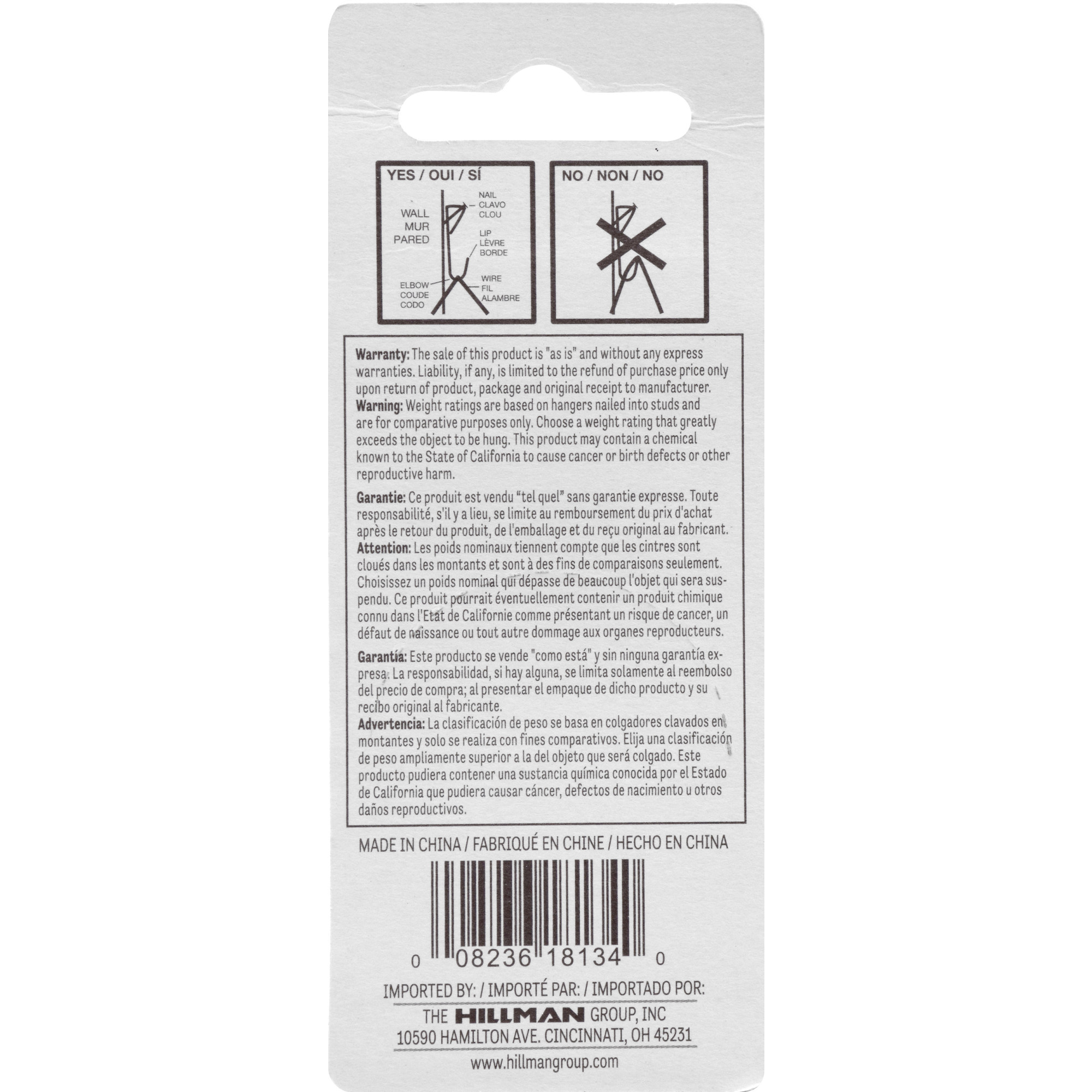 Hillman Conventional Picture Hangers Zinc 30lb 6 Pack