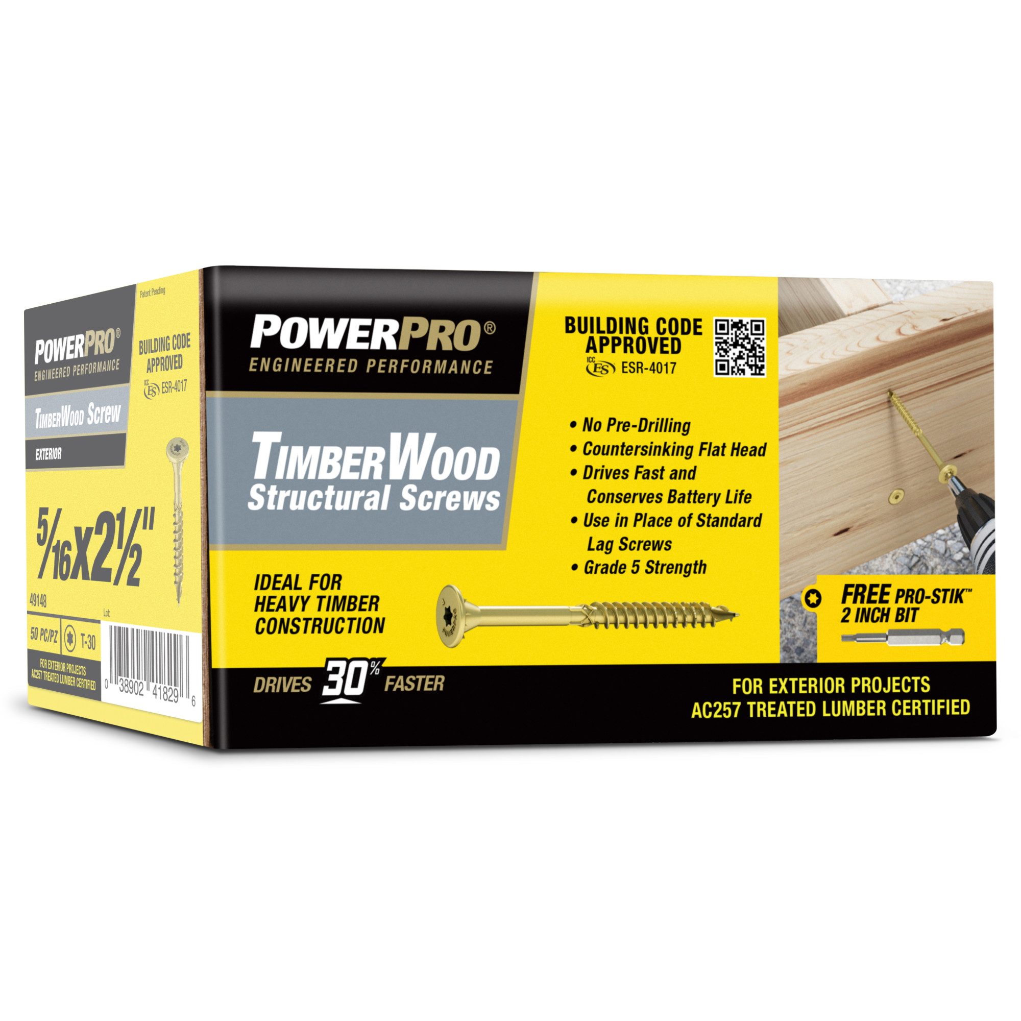 Power Pro TimberWood Bronze Structural Screws (5/16 in. x 2-1/2 in.) - 50pc