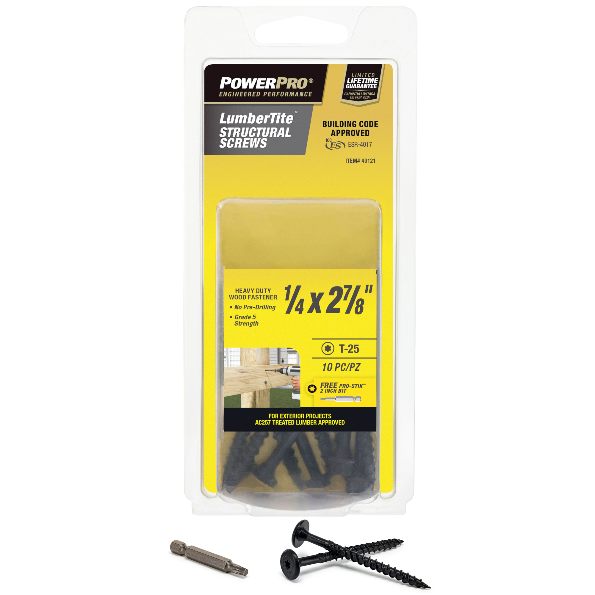 Power Pro Black Lumber-Tite Structural Screws (1/4 in. x 2-7/8 in.) - 10 pc