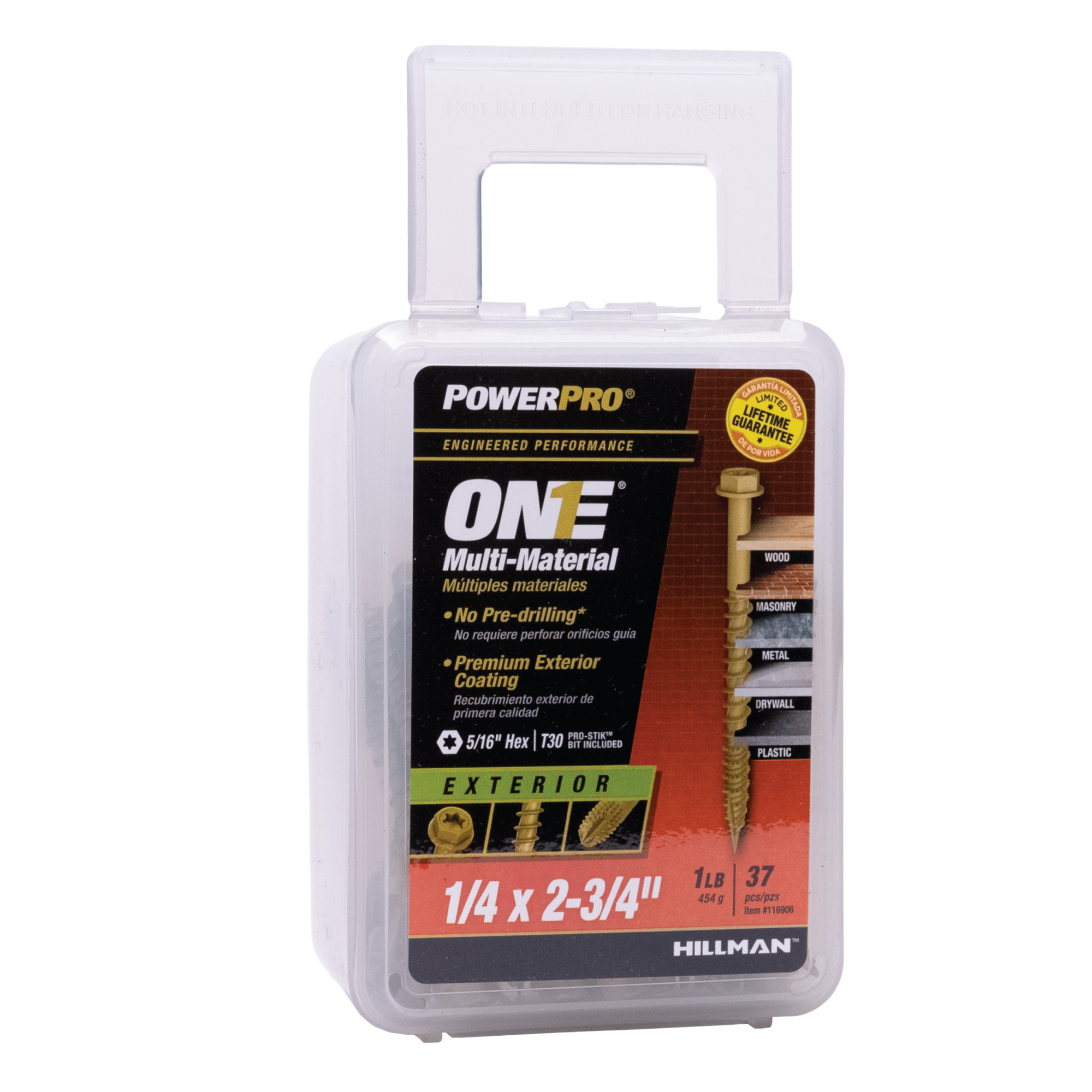 Power Pro ONE Hex Bronze Exterior Multi-Material Screws (1/4 in. x 2-3/4 in.) - 37 pc