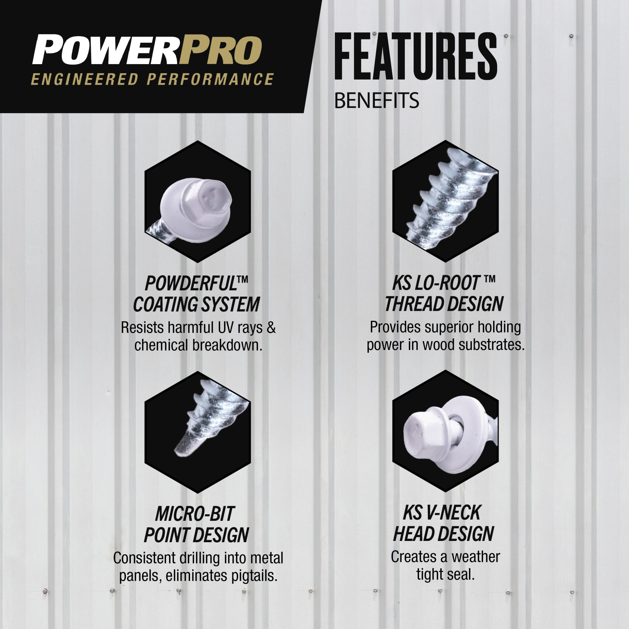 Power Pro White Self Drilling Metal-to-Wood Roofing Screws (#10 x 1 in.) - 250 pc