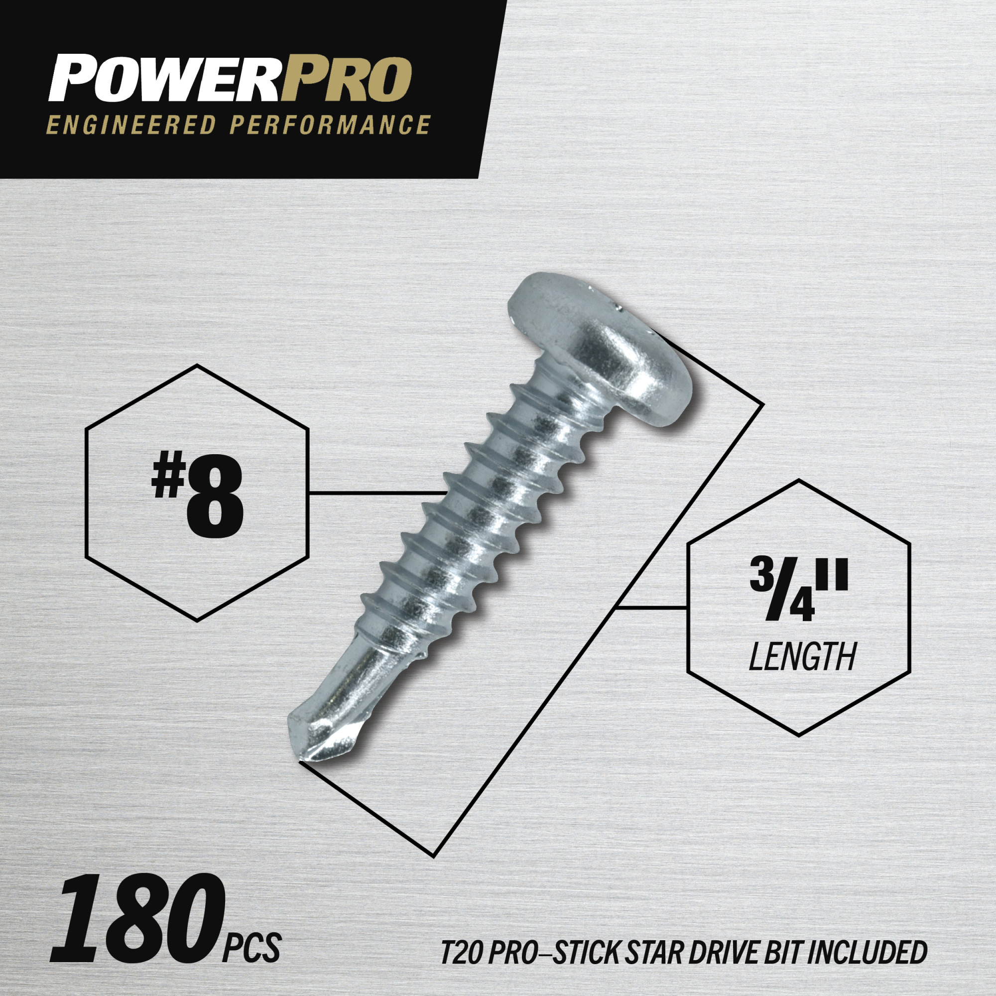 Power Pro Premium Zinc Sheet Metal Self-Drilling Screws (#8-32 x 3/4 in.) - 180 pc