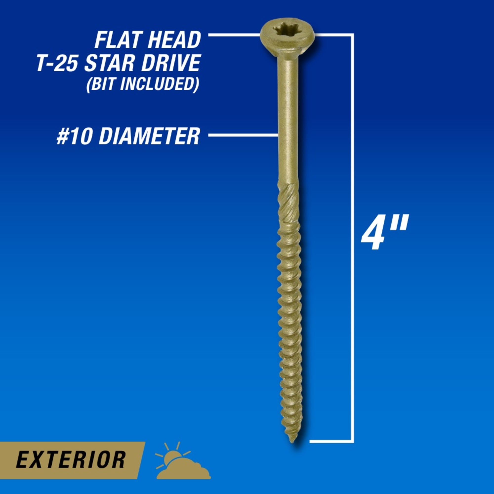 Power Pro Premium Bronze Exterior Wood Screws (#10 x 4 in.) - 900 pc