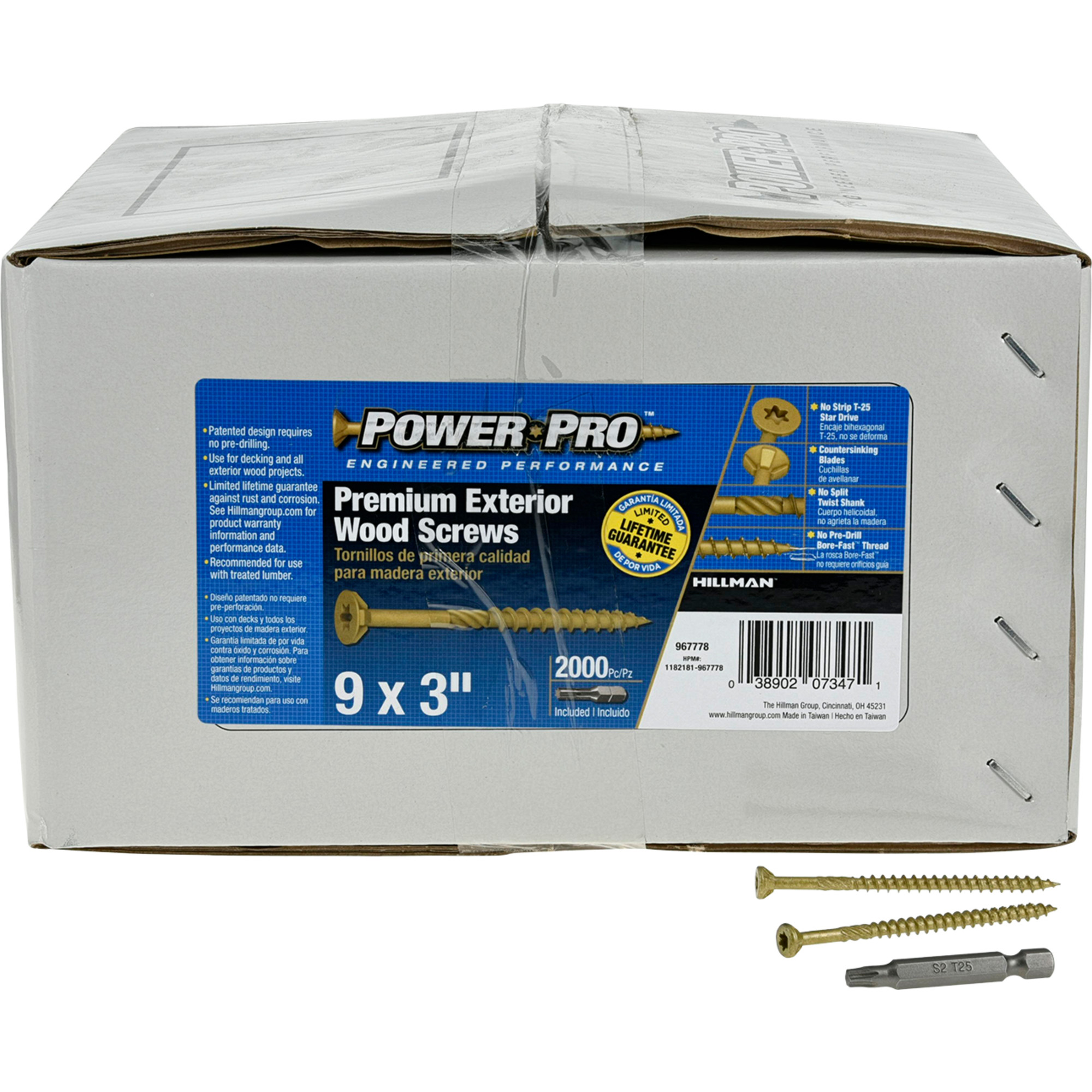 Power Pro Premium Bronze Exterior Wood Screws (#9 x 3 in.) - 2000 pc