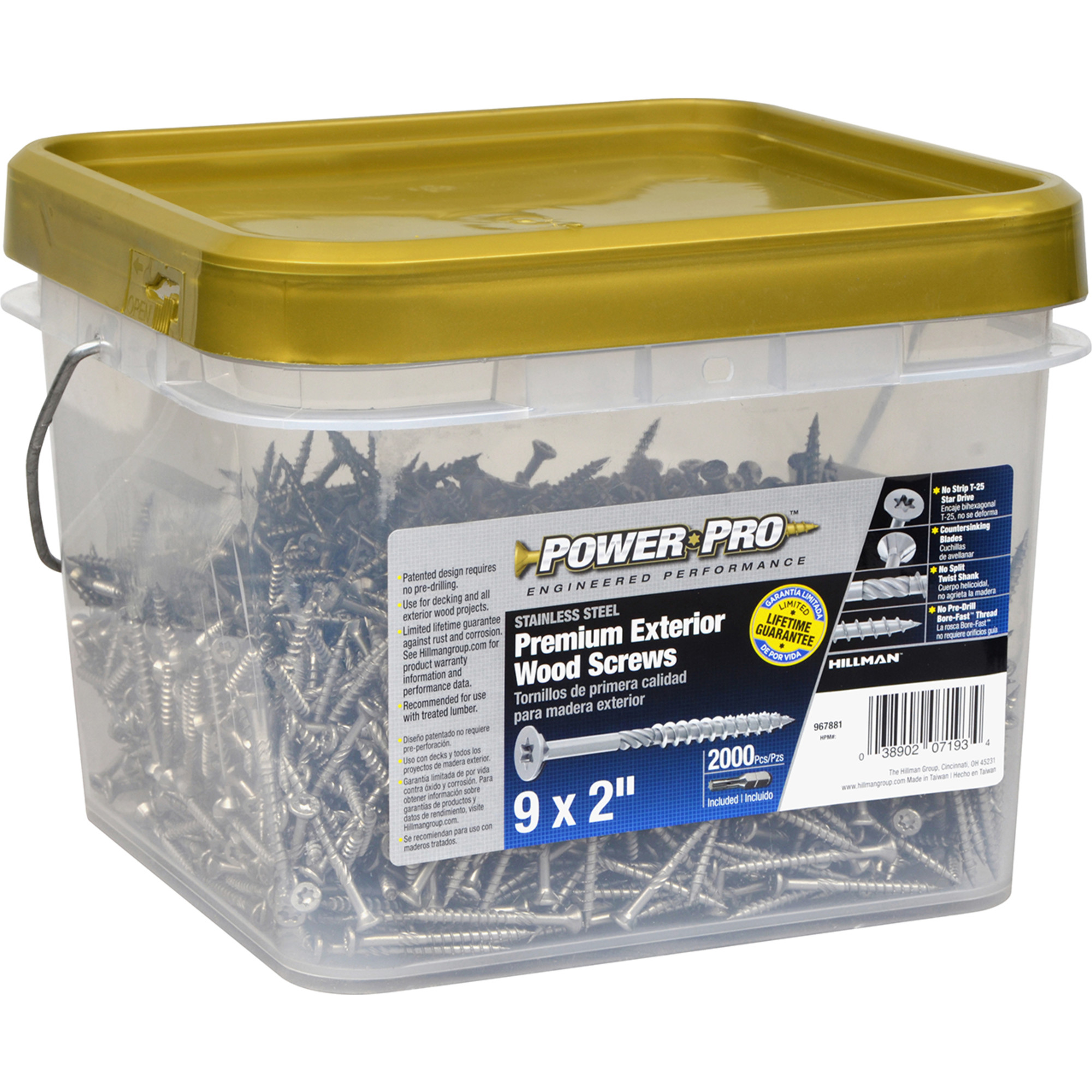 Power Pro Premium 305 Stainless Steel Wood Screws (#9 x 2 in.) - 2000 pc
