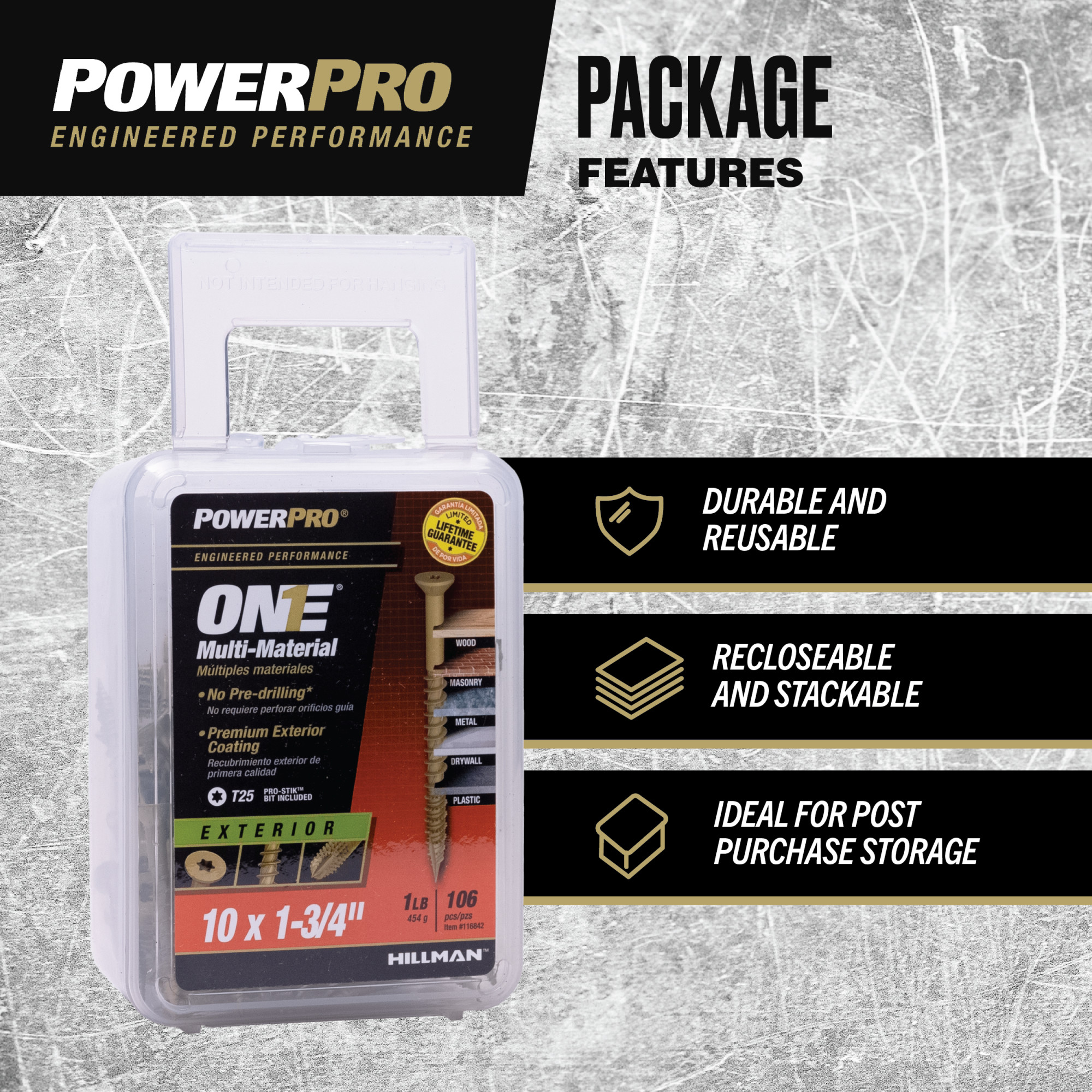 Power Pro ONE Flat Exterior Bronze Multi-Material Screws (#10 x 1-3/4 in.) - 106 pc