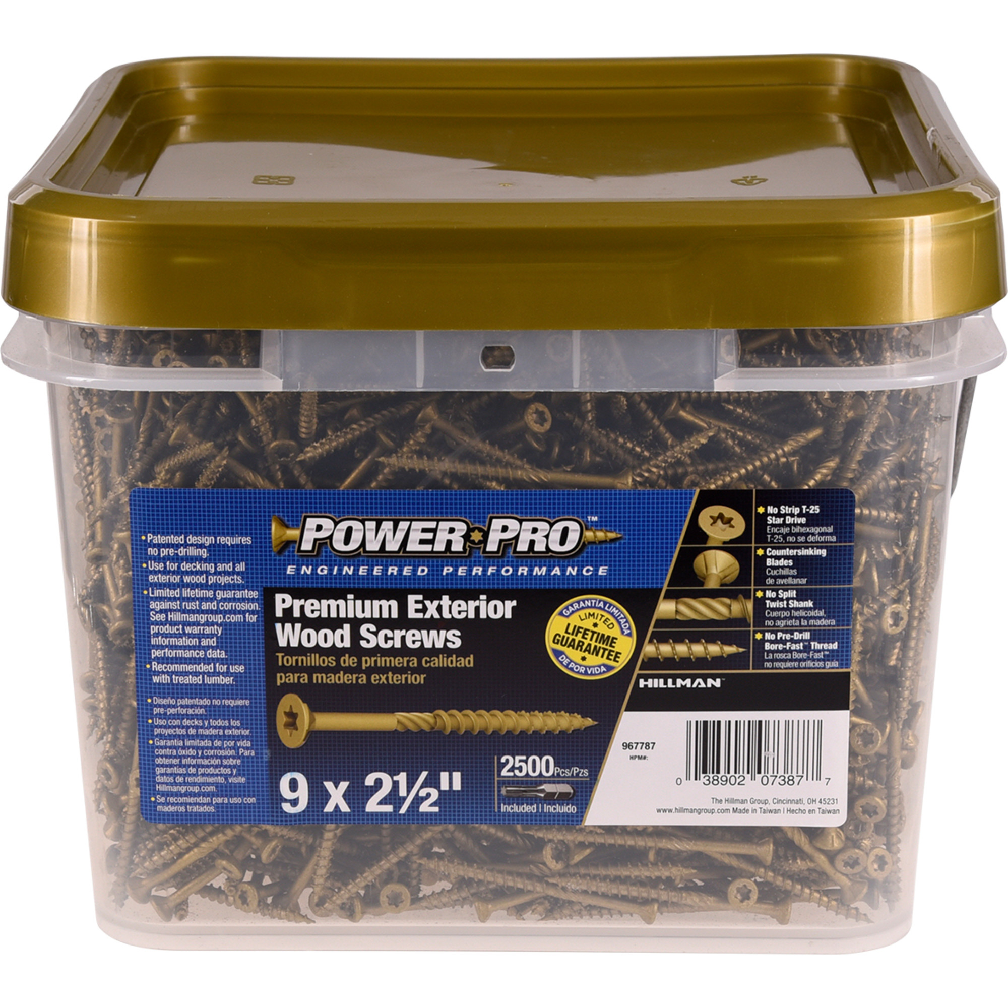 Power Pro Premium Bronze Exterior Wood Screws (#9 x 2-1/2 in.) - 2500 pc