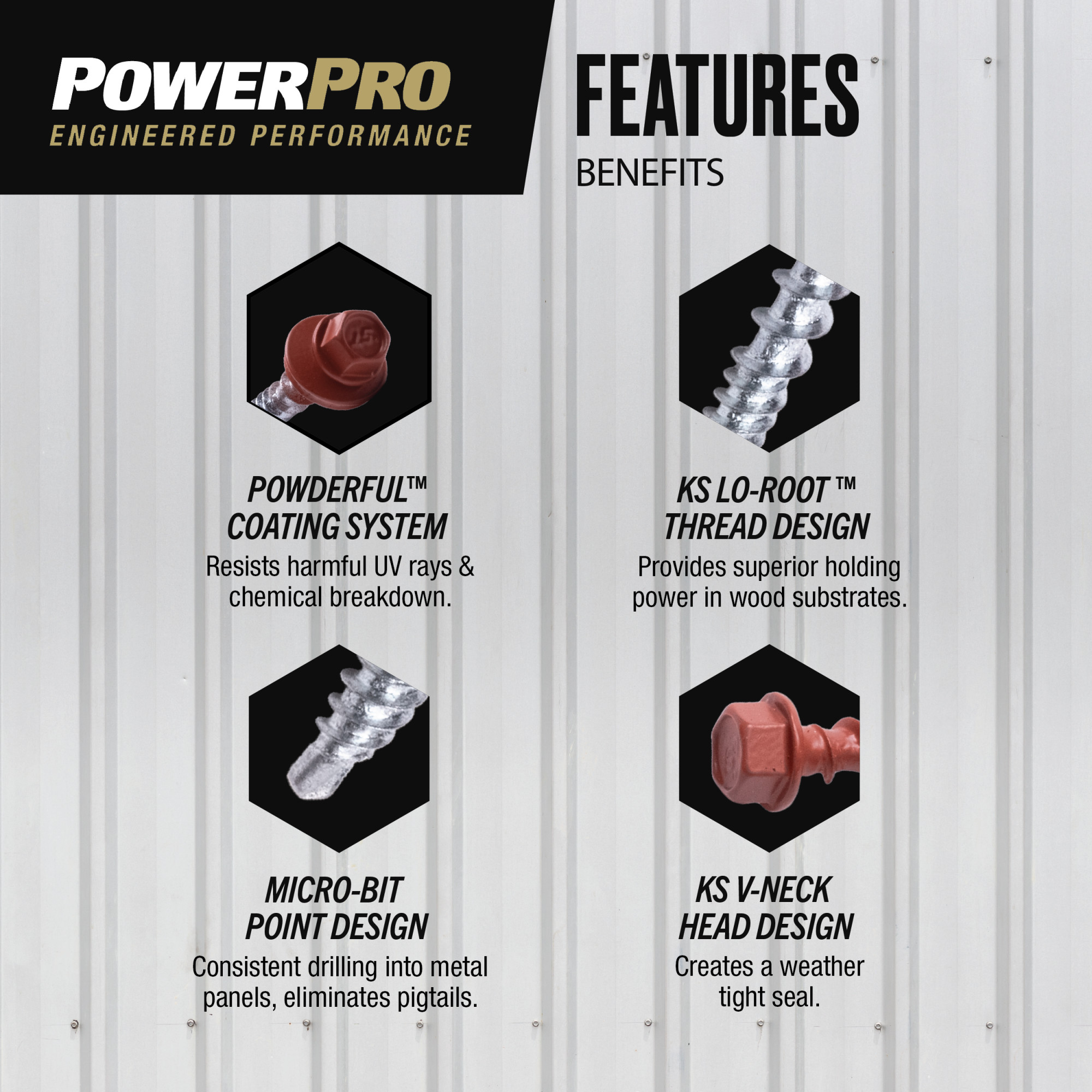 Power Pro Red Self Drilling Metal-to-Wood Roofing Screws (#10 x 1-1/2 in.)-250 pc