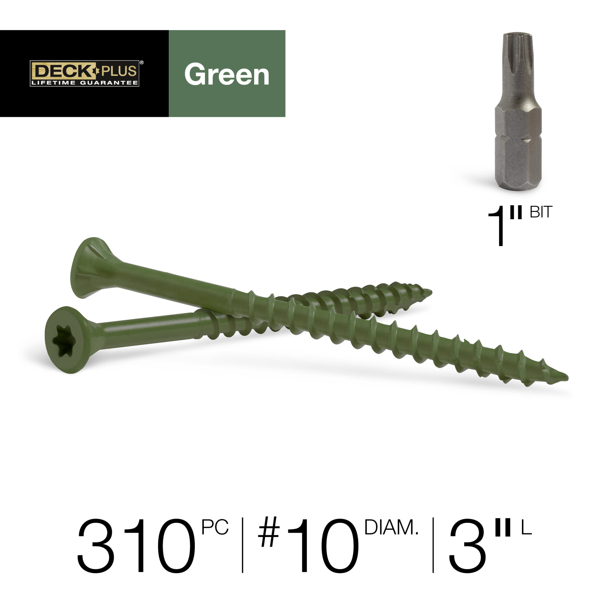 Deck Plus Green Deck Screws (#10 x 3 in.)