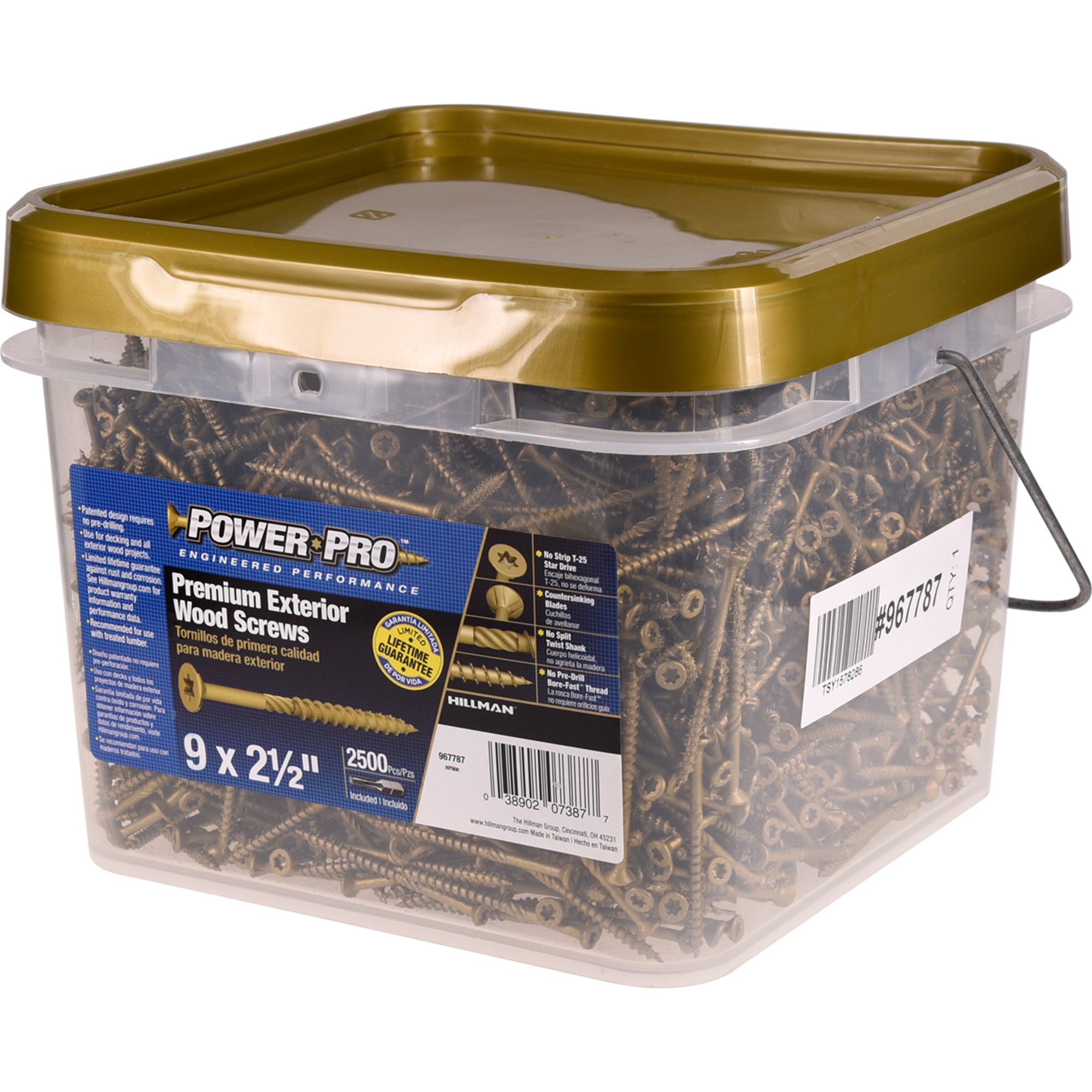 Power Pro Premium Bronze Exterior Wood Screws (#9 x 2-1/2 in.) - 2500 pc