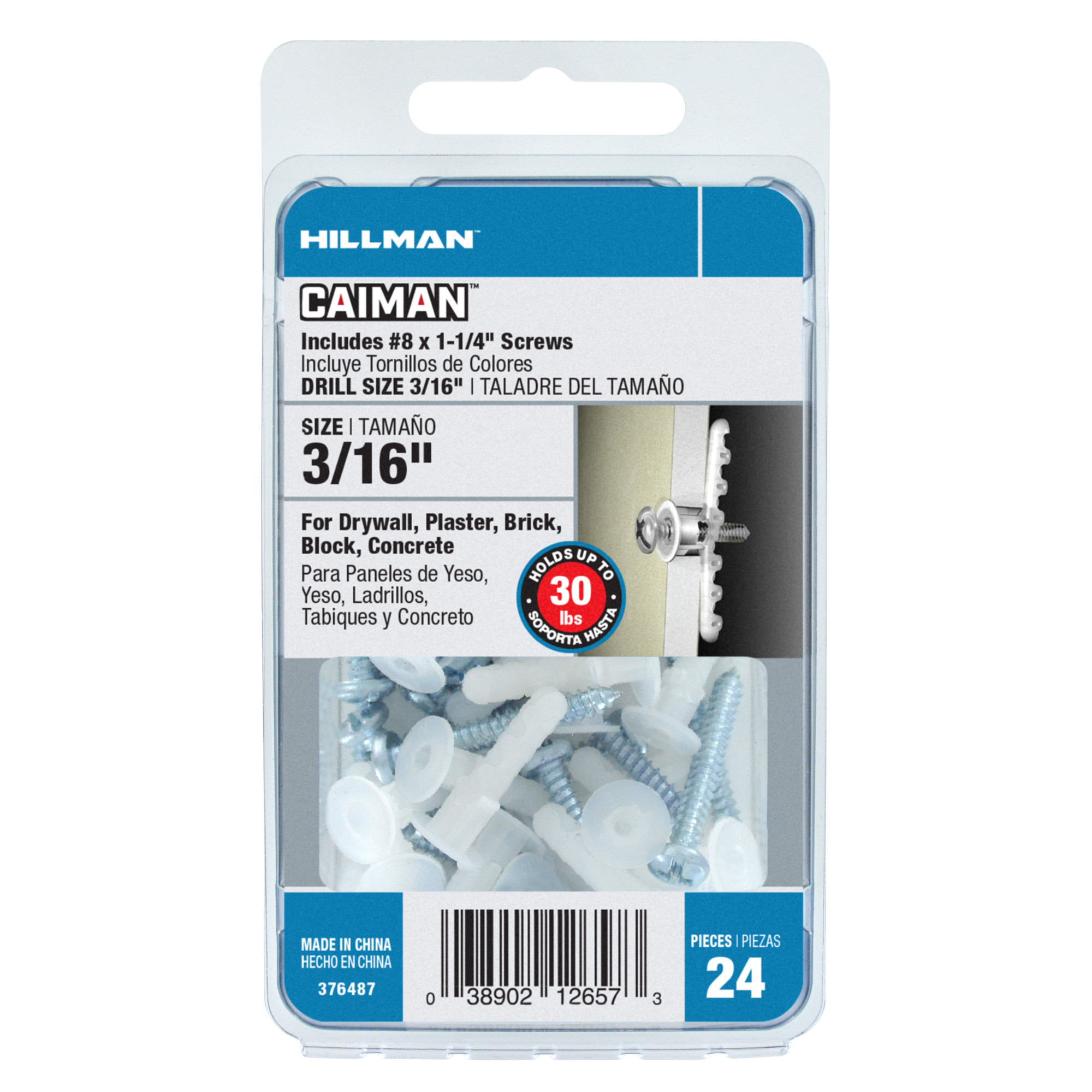 Hillman CAIMAN Nylon Wall Anchor (#4-10) - 24 pc