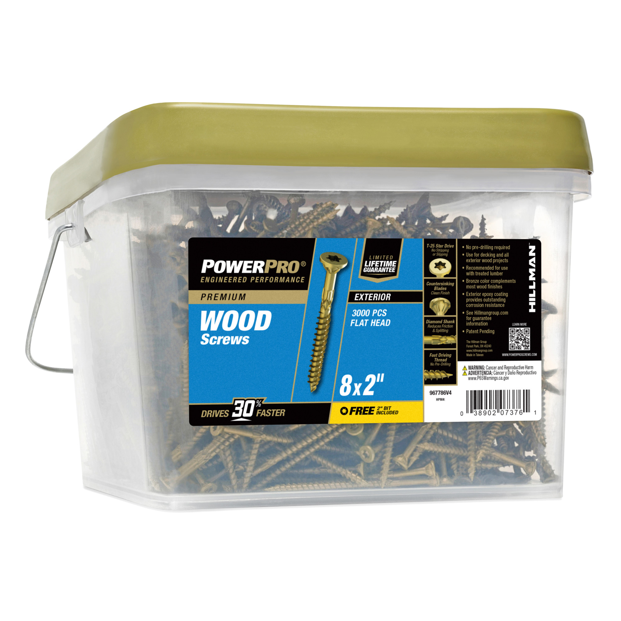 Power Pro Premium Exterior Wood Screws (#8 x 2 in.) - 3000 pc