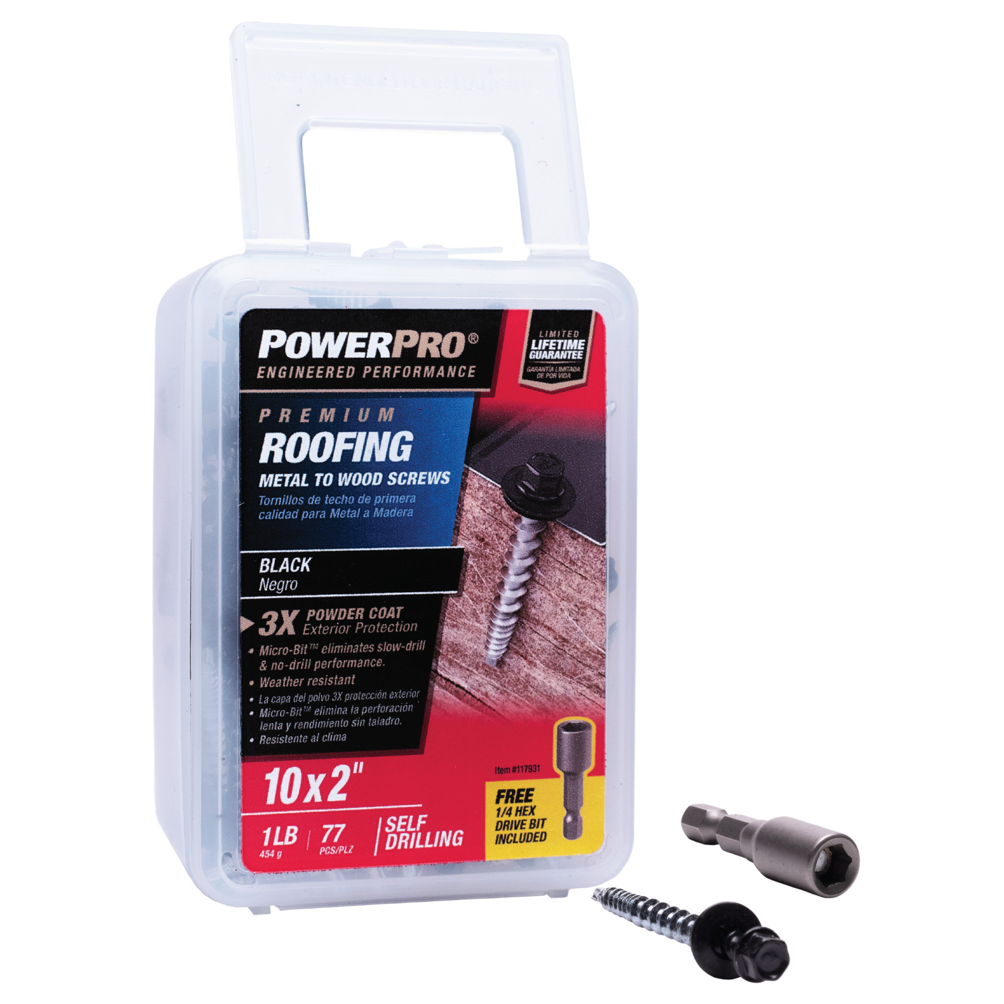 Power Pro Black Self Drilling Metal-to-Wood Roofing Screws (#10 x 2 in.) - 77 pc