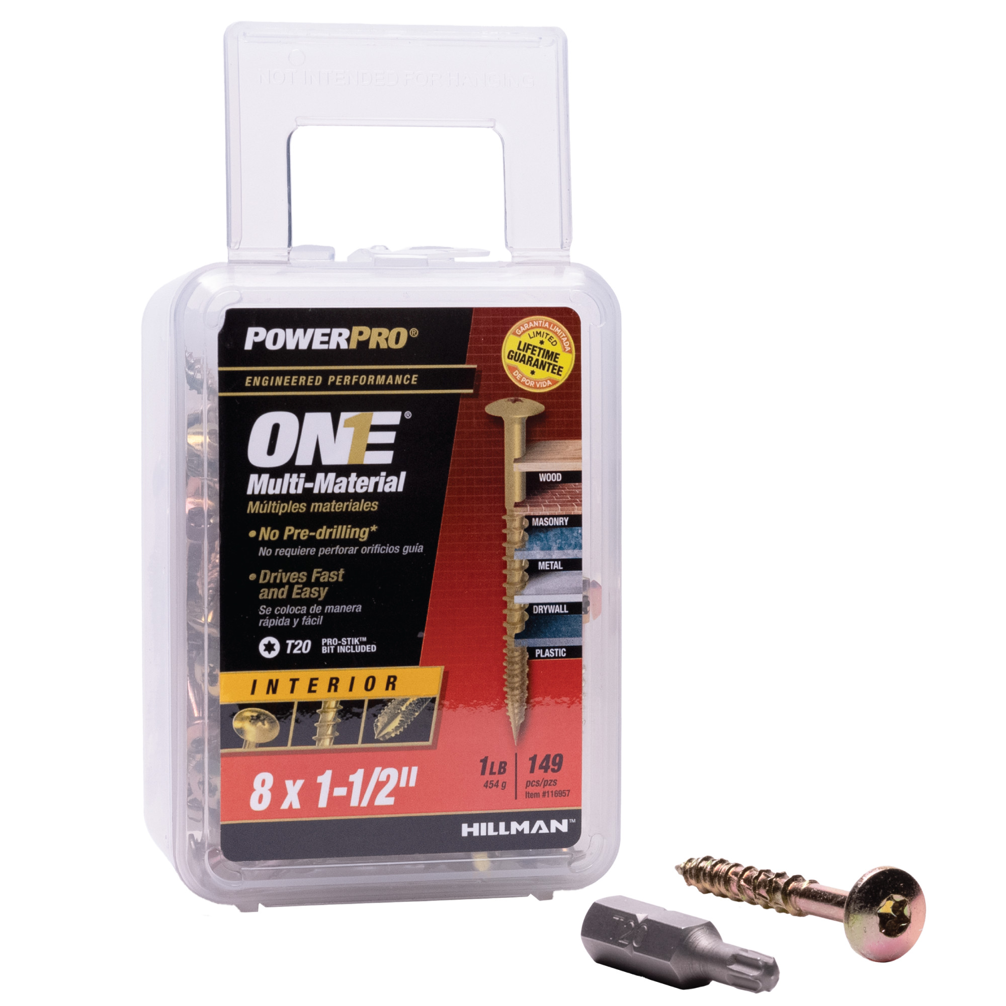 Power Pro ONE Wafer Interior Yellow Zinc Multi-Material Screws(#8x1-1/2 in.)-149 pc