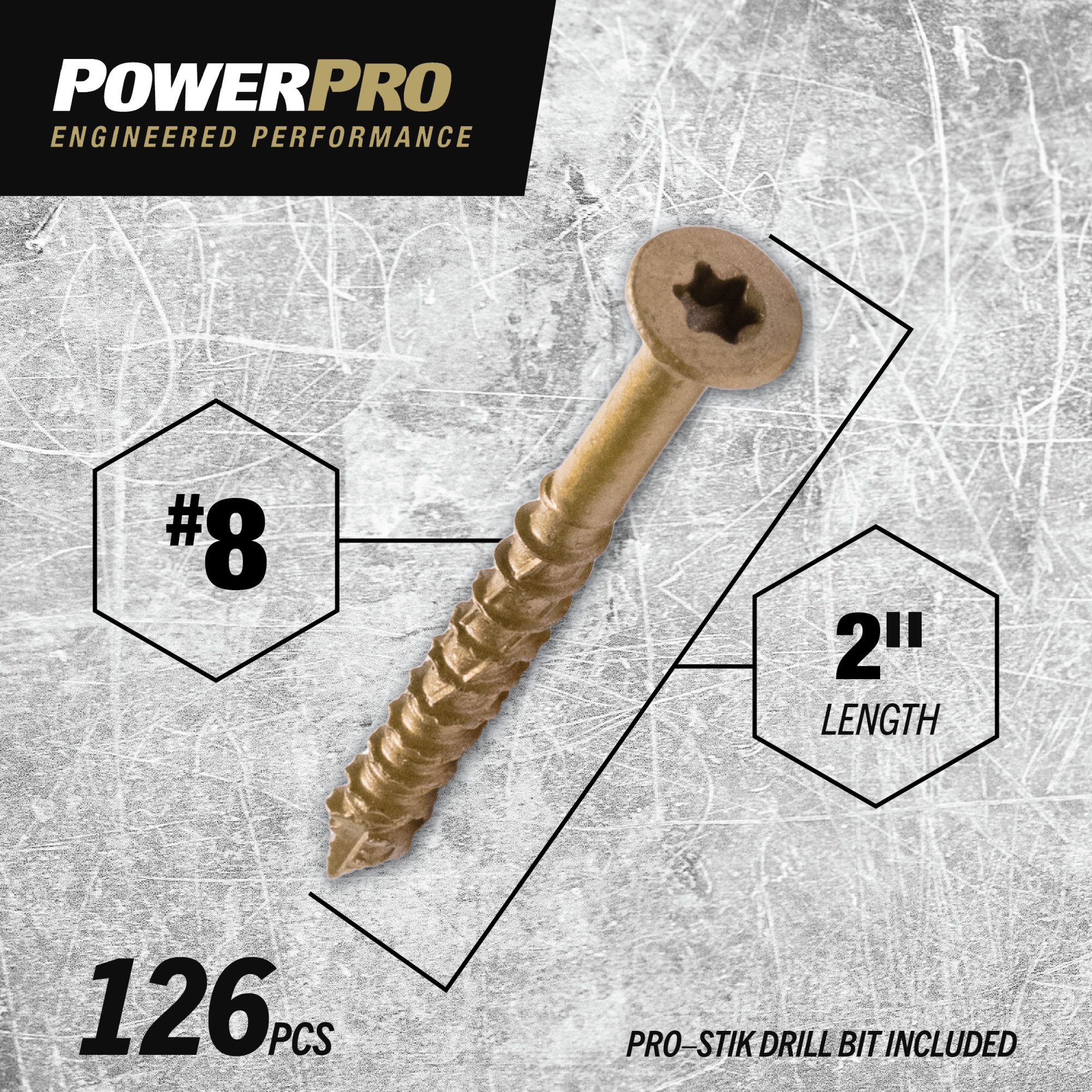 Power Pro ONE Flat Exterior Bronze Multi-Material Screws (#8 x 2 in.) - 126 pc