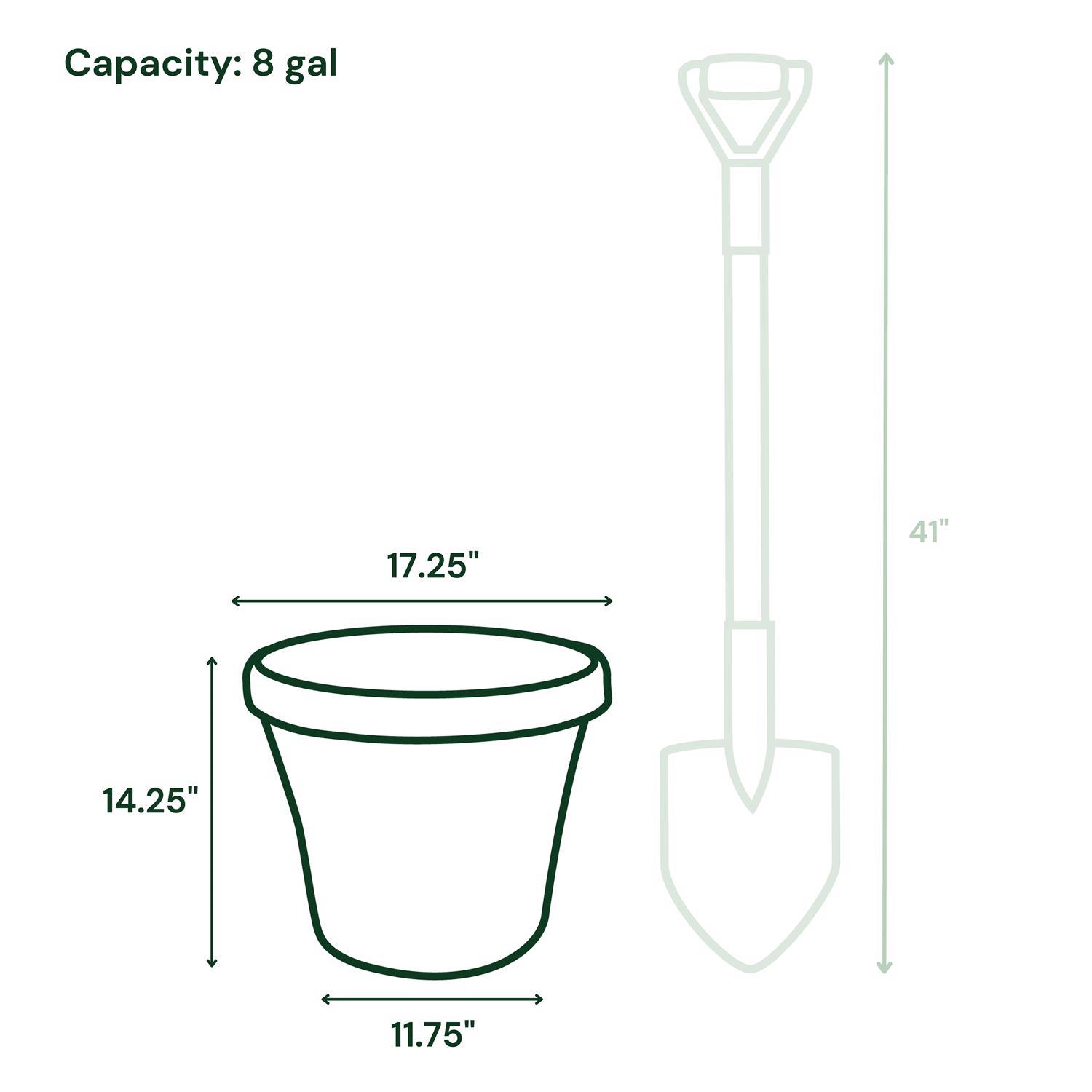 Bloem Terra 14.25 in. H X 17.25 in. W Resin Traditional Planter Living Green