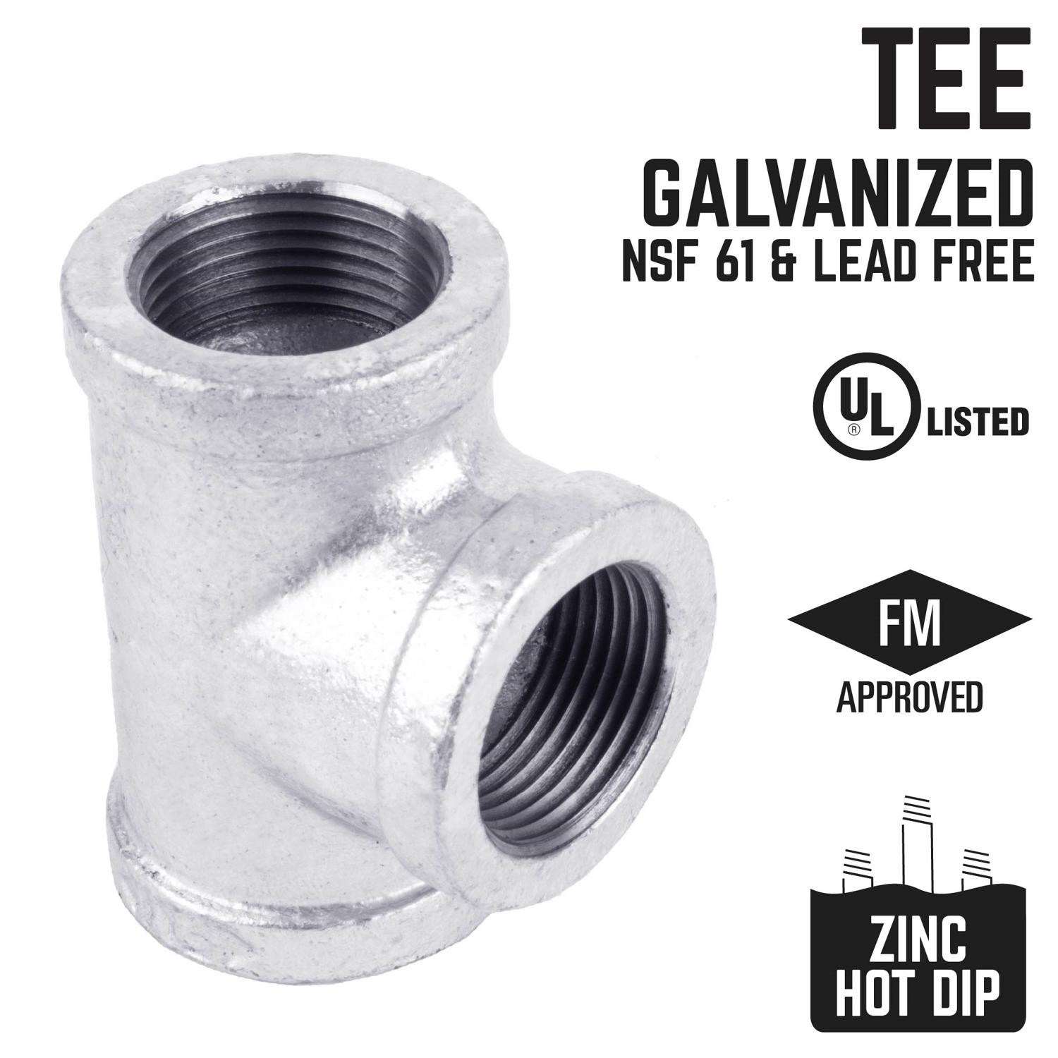 STZ Industries 1 in. FIP each X 1 in. D FIP 1 in. D FIP Galvanized Malleable Iron Tee